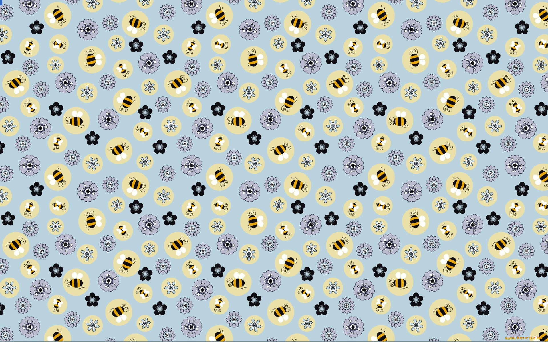 векторная, графика, пчелки, цветочки, текстура