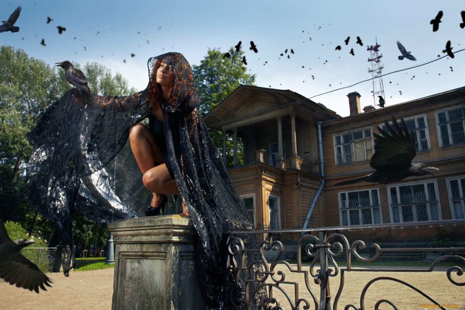 -Unsort, Креатив, девушки, unsort, креатив, дом, вороны, шаль