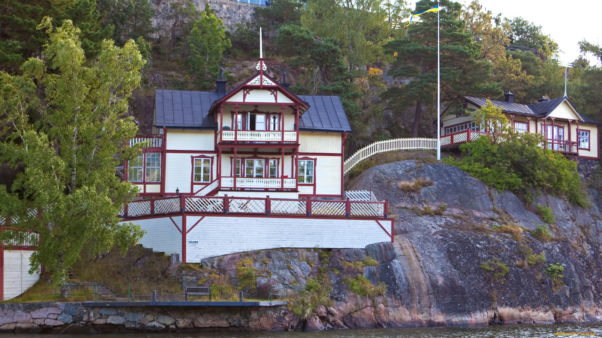 швеция, , , города, дома, река