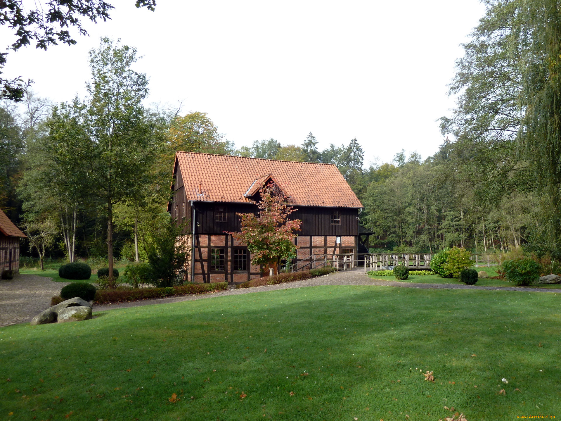 германия, бенефельд, разное, сооружения, постройки, лес, поляна, дом