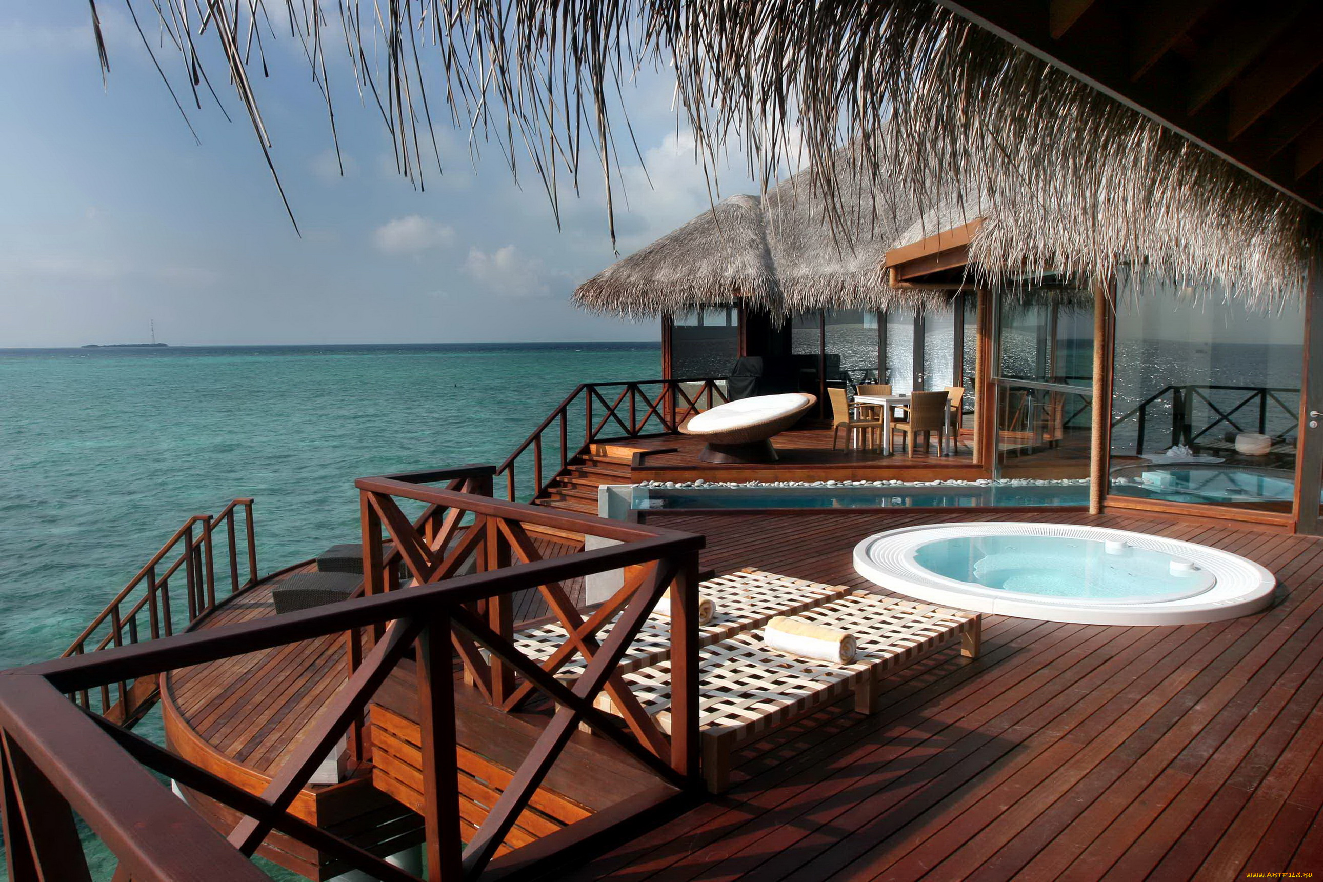 мальдивы, интерьер, веранды, террасы, балконы, море, дом