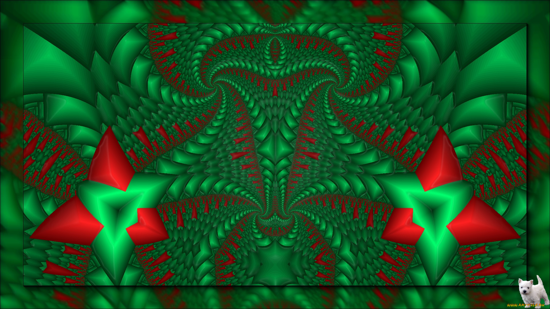 3д, графика, fractal, фракталы, щенок, цвета, узор