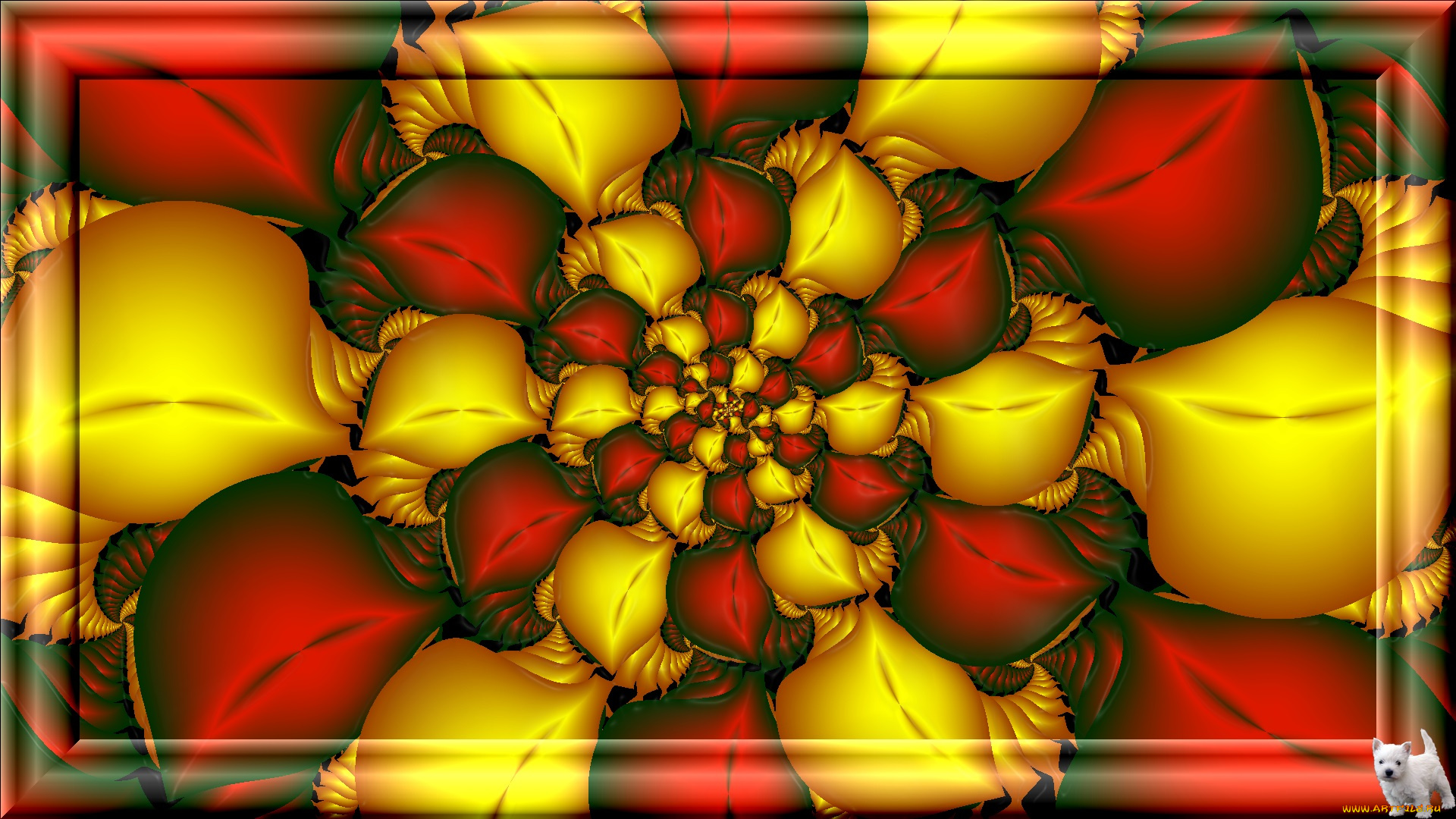 3д, графика, fractal, фракталы, щенок, узор, цвета