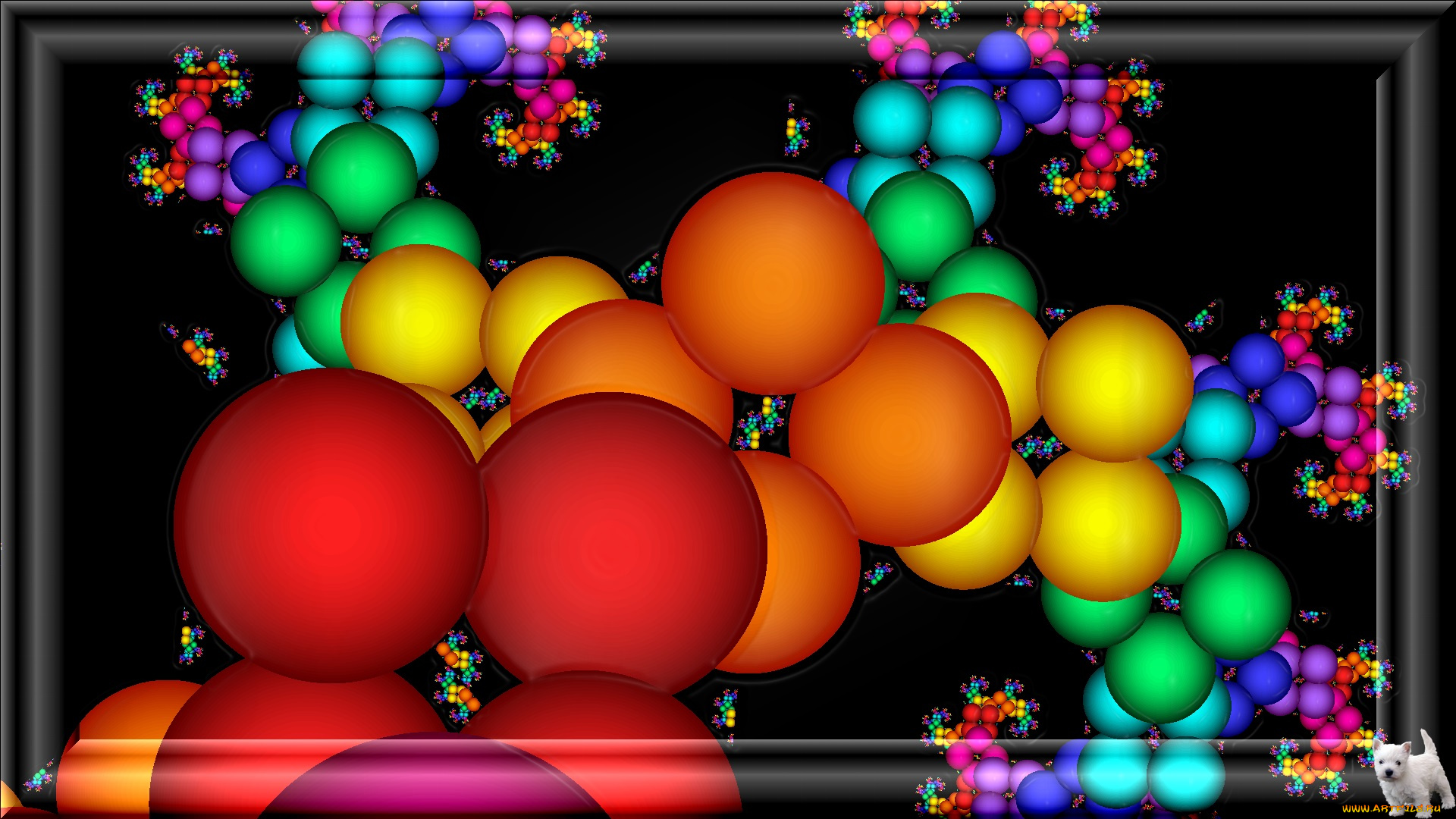3д, графика, fractal, фракталы, щенок, узор, цвета