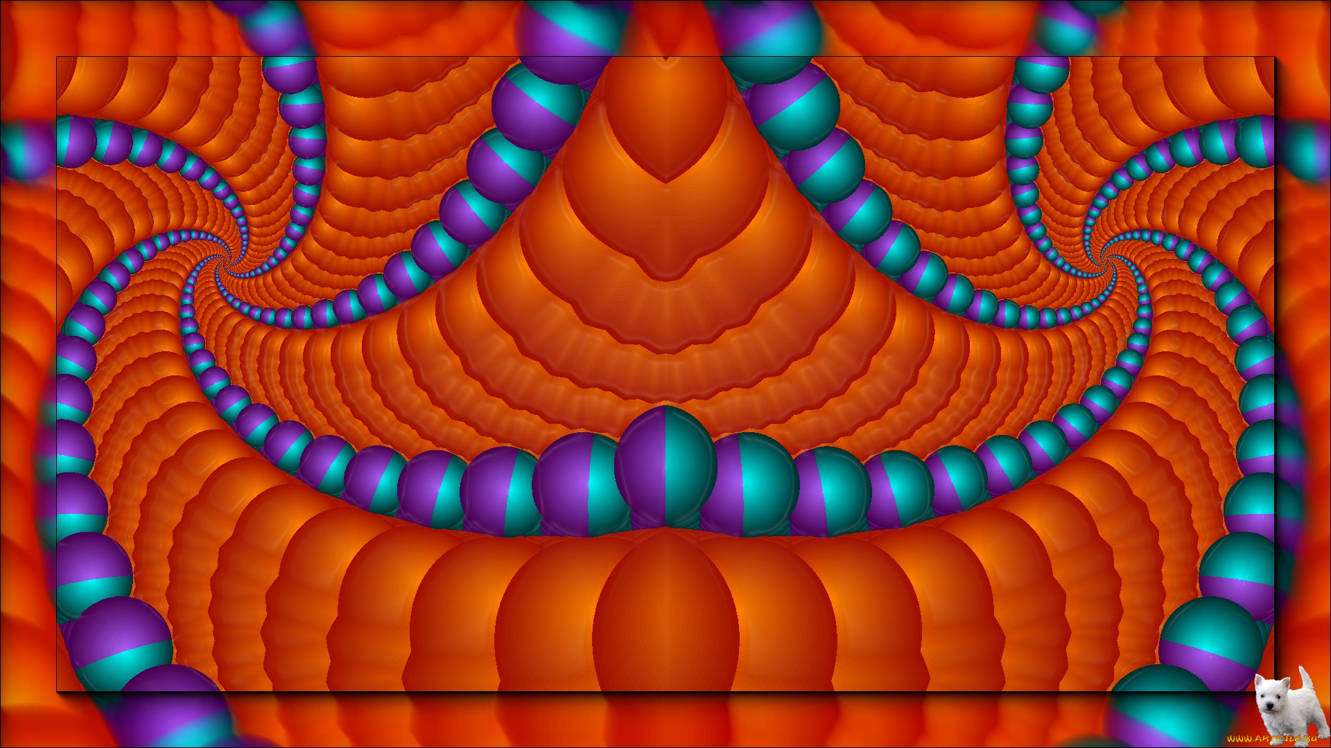 3д, графика, fractal, фракталы, щенок, узор, цвета