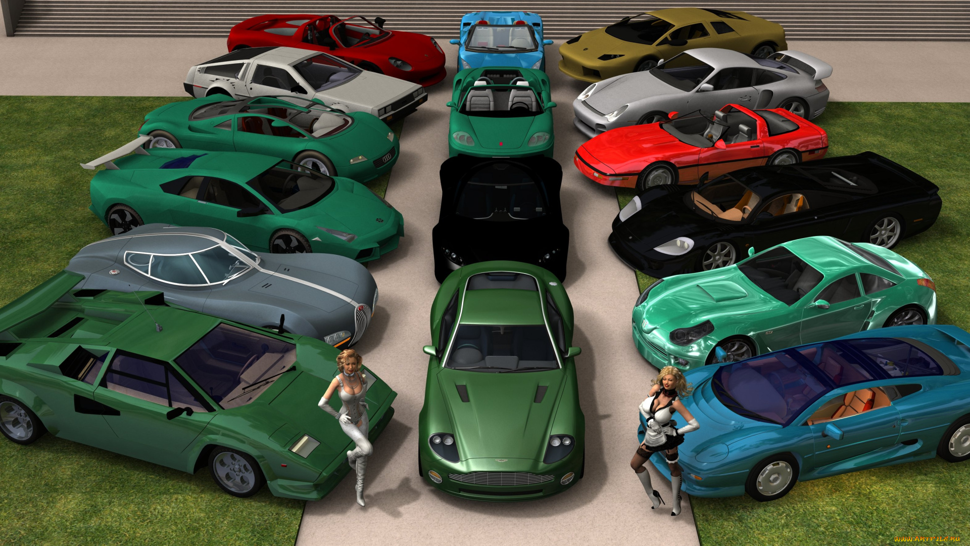 автомобили, 3д, девушки