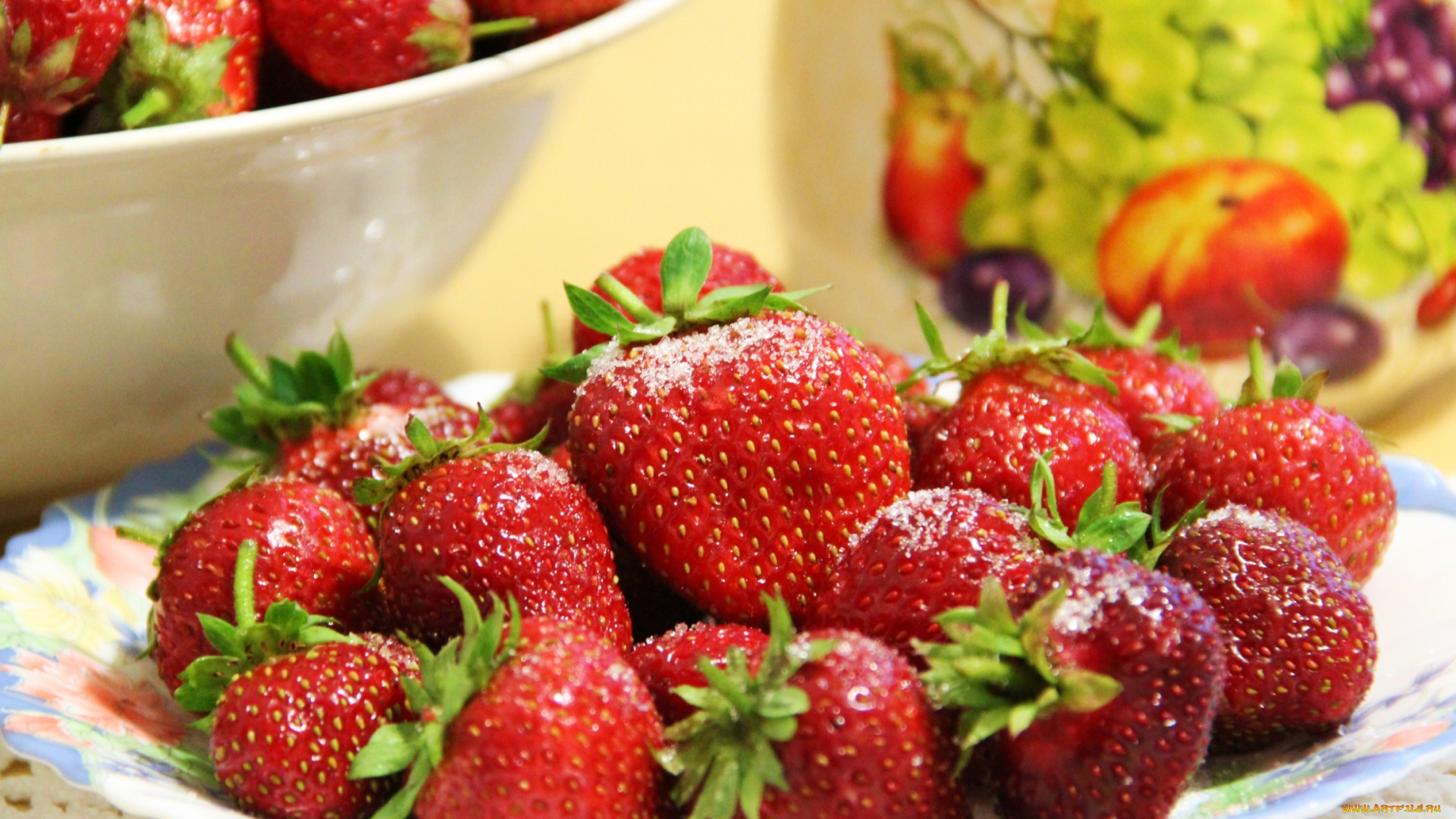 еда, клубника, земляника, сахар, ягоды