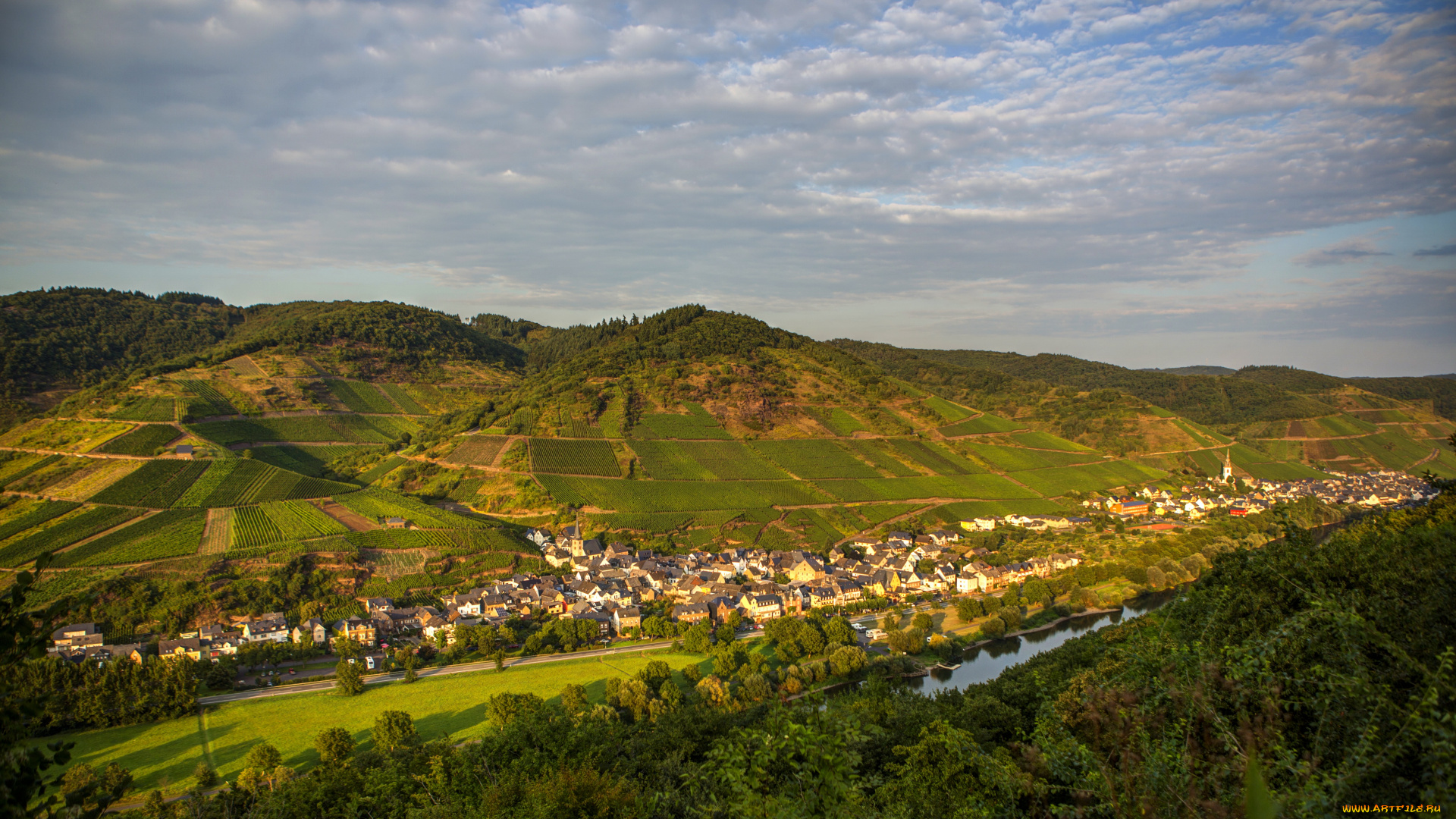 германия, эдигер, эллер, города, пейзажи, дома, река, панорама