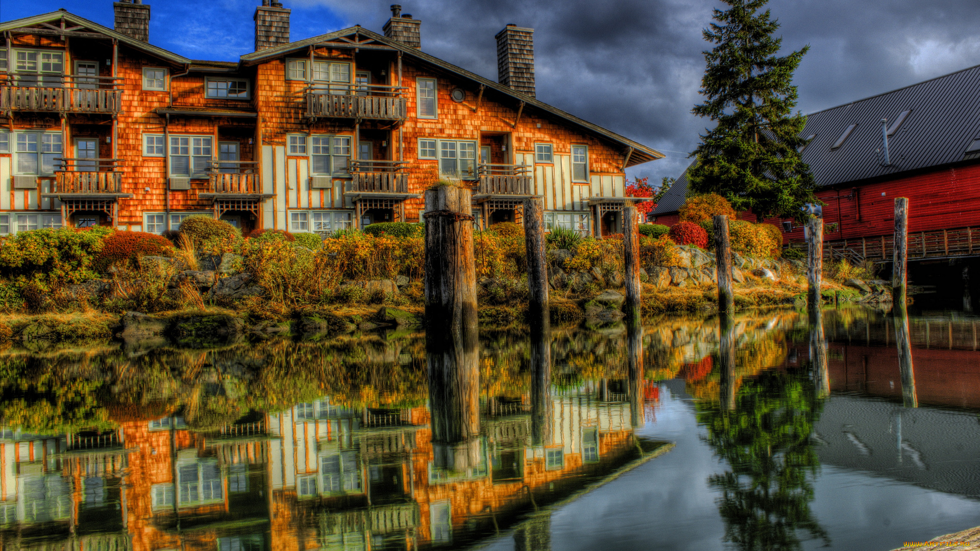 la, conner, usа, города, здания, дома, ландшафт, река