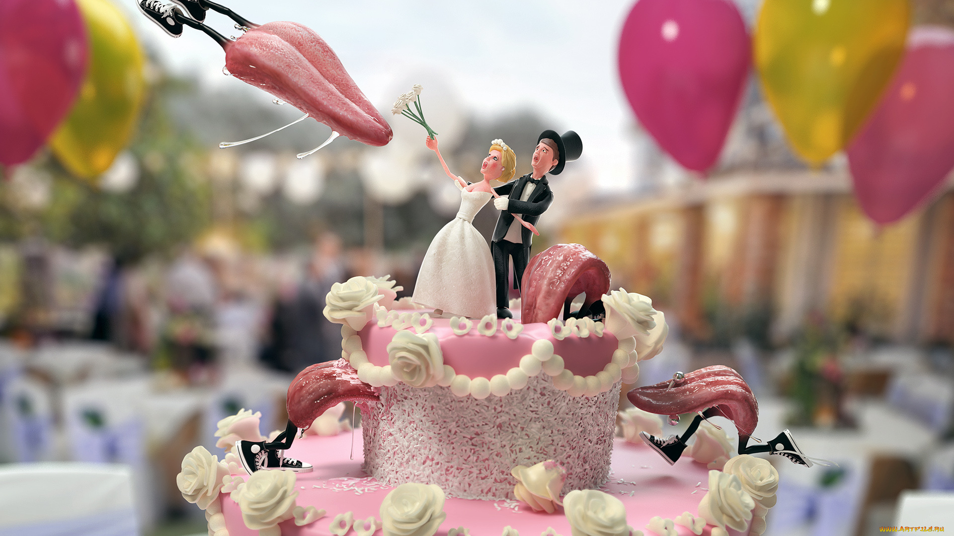 petr, vykoukal, 3д, графика, humor, юмор, торт, языки, невеста, жених, свадьба