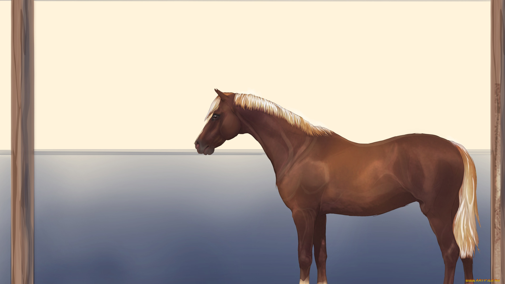 рисованные, животные, лошади, лошадь