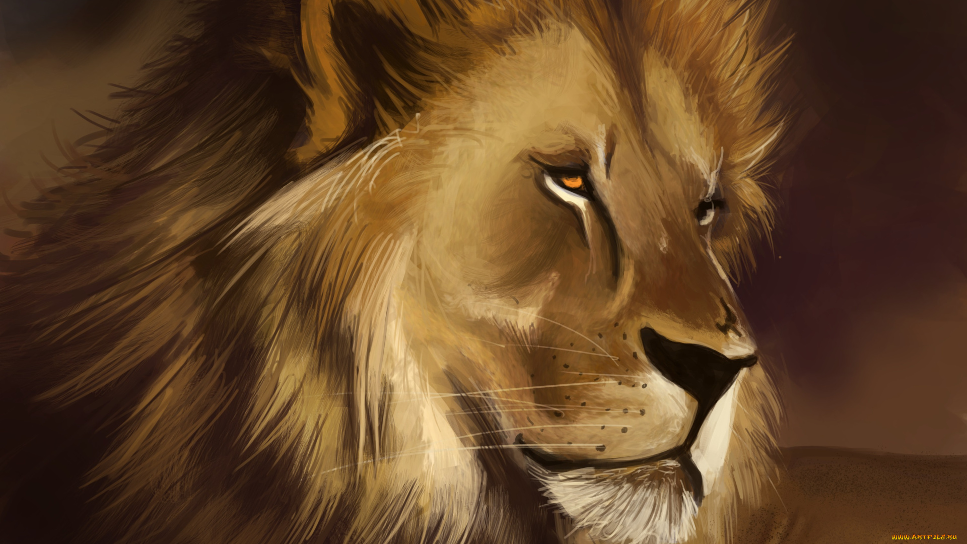 рисованные, животные, львы, лев