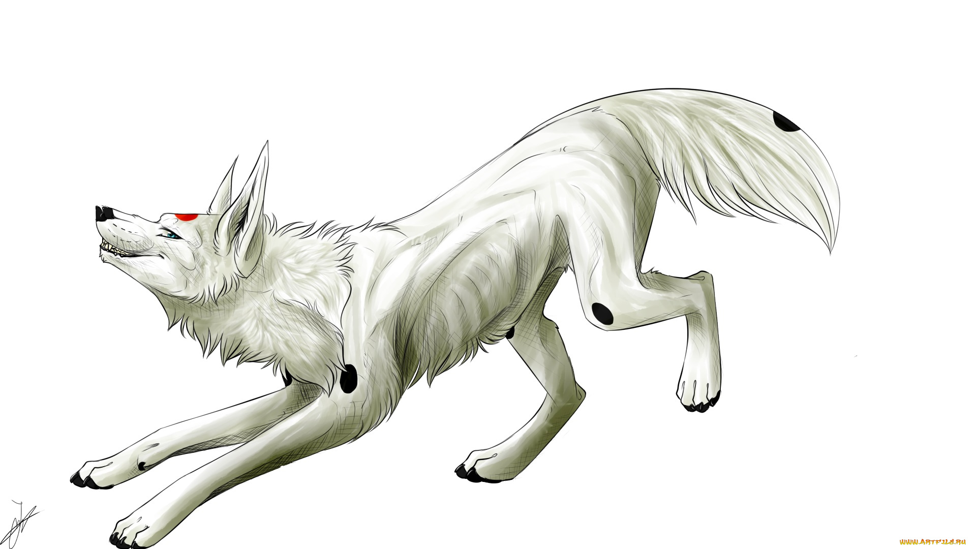 рисованные, животные, сказочные, мифические, волк