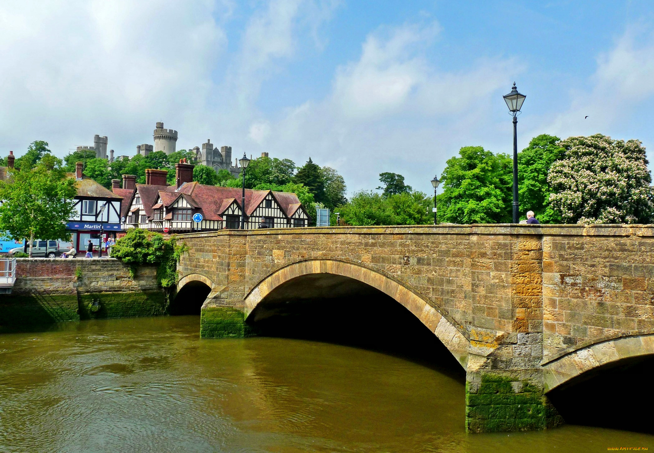 города, мосты, замок, город, река, дома, мост