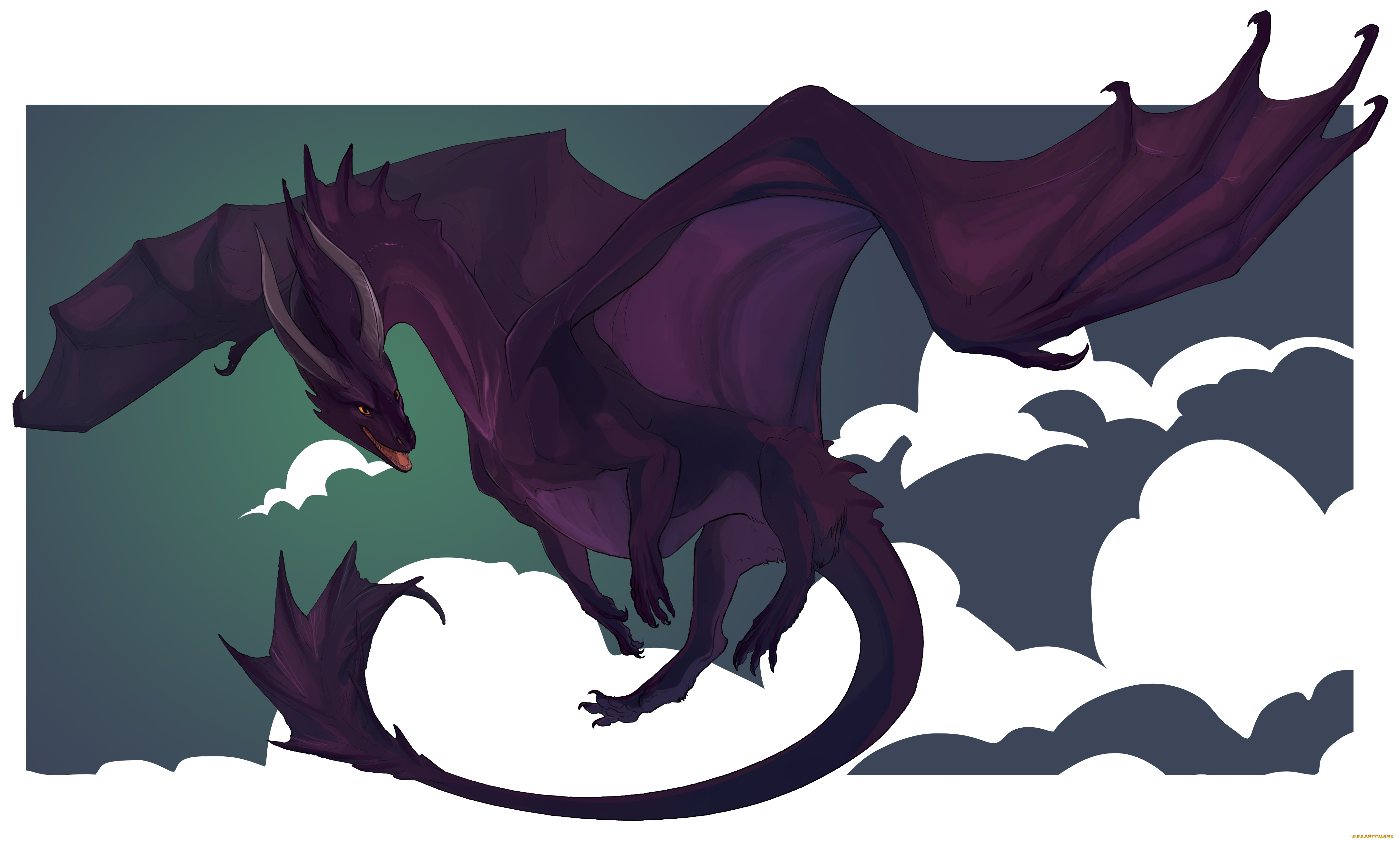 рисованные, животные, сказочные, мифические, дракон