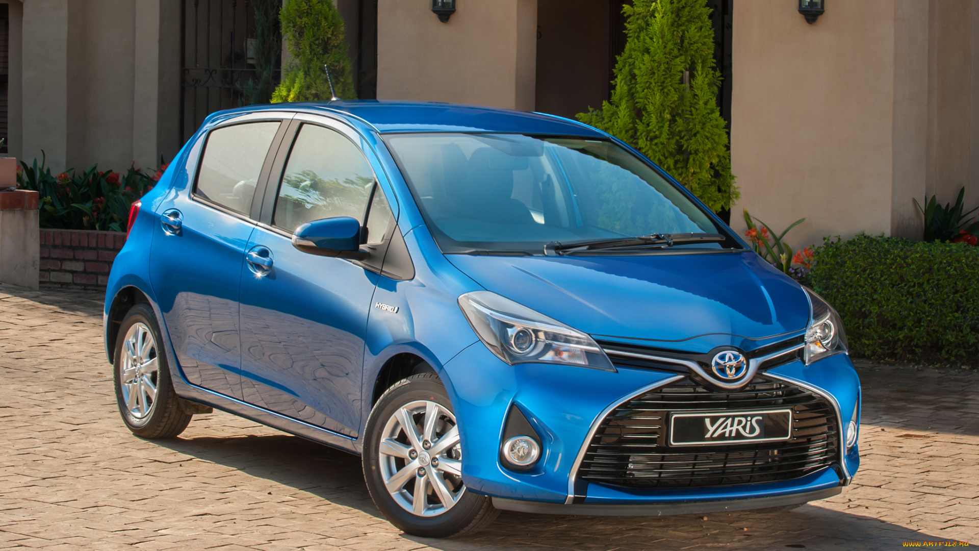 автомобили, toyota, синий, 2014г, za-spec, hybrid, yaris