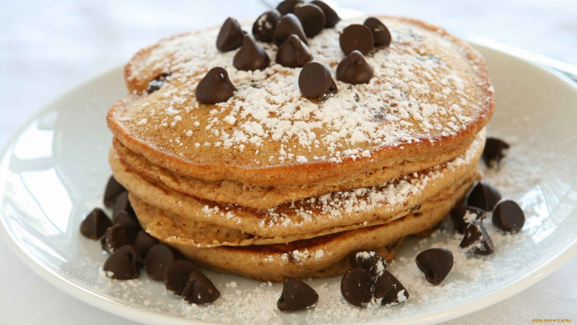 еда, блины, , оладьи, шоколад, сахарная, пудра, оладьи