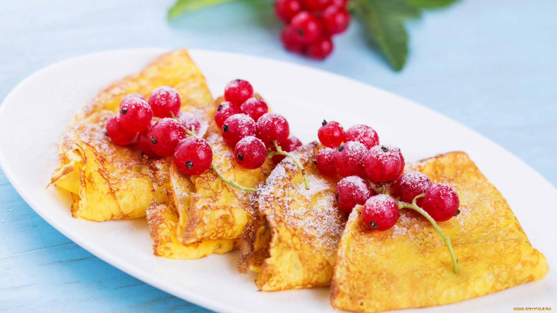 еда, блины, , оладьи, завтрак, смородина, сахарная, пудра