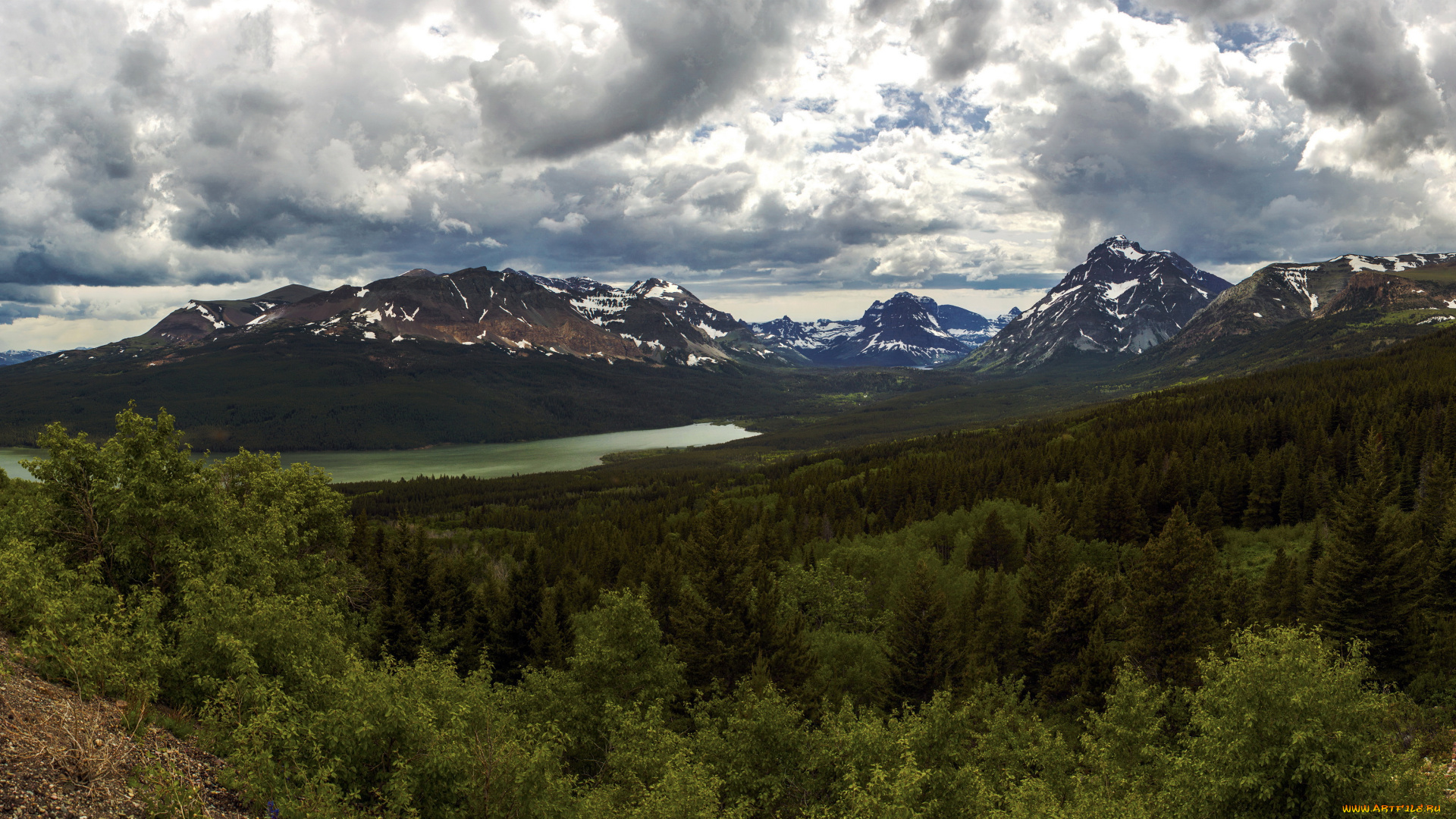 glacier, national, park, , сша, природа, пейзажи, glacier, park, montana, сша, озеро, горы, деревья, небо, пейзаж