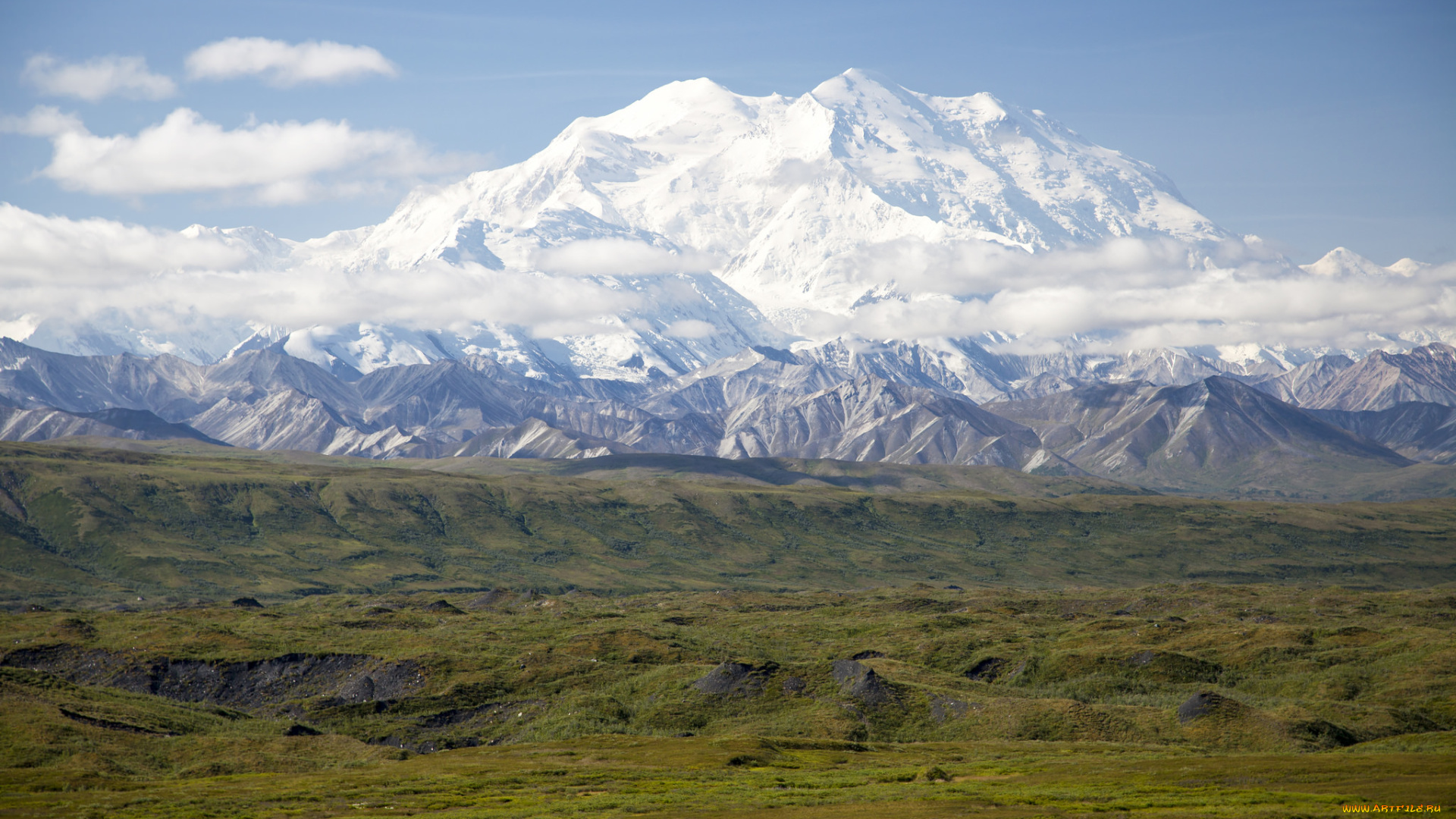 природа, горы, пейзаж, облака, склоны, небо