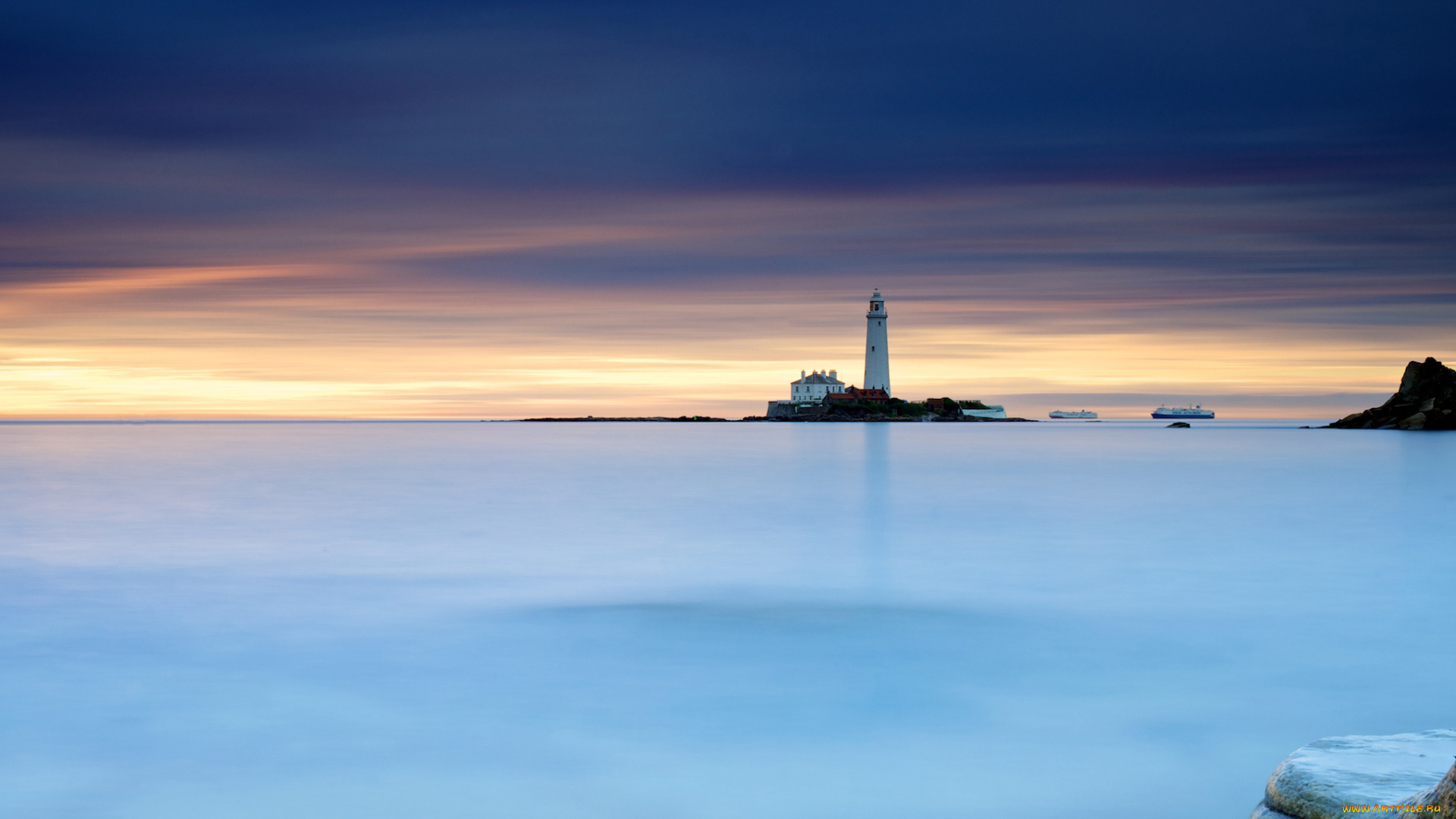 природа, маяки, небо, камни, выдержка, корабли, маяк, утро, северное, море, st, marys, lighthouse, north, tyneside, whitley, bay, англия, великобритания