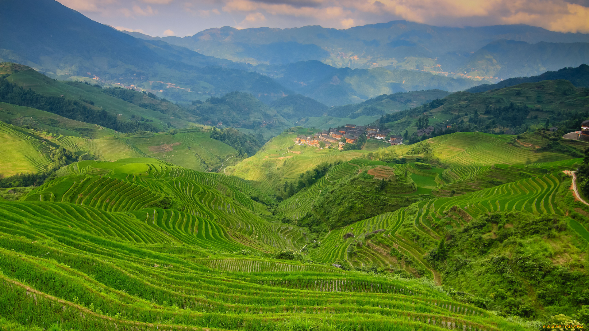 природа, пейзажи, небо, зелень, холмы, облака