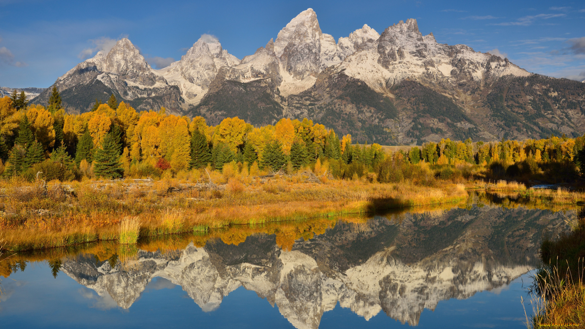 природа, реки, озера, горы, деревья, осень, время, года, река, поток