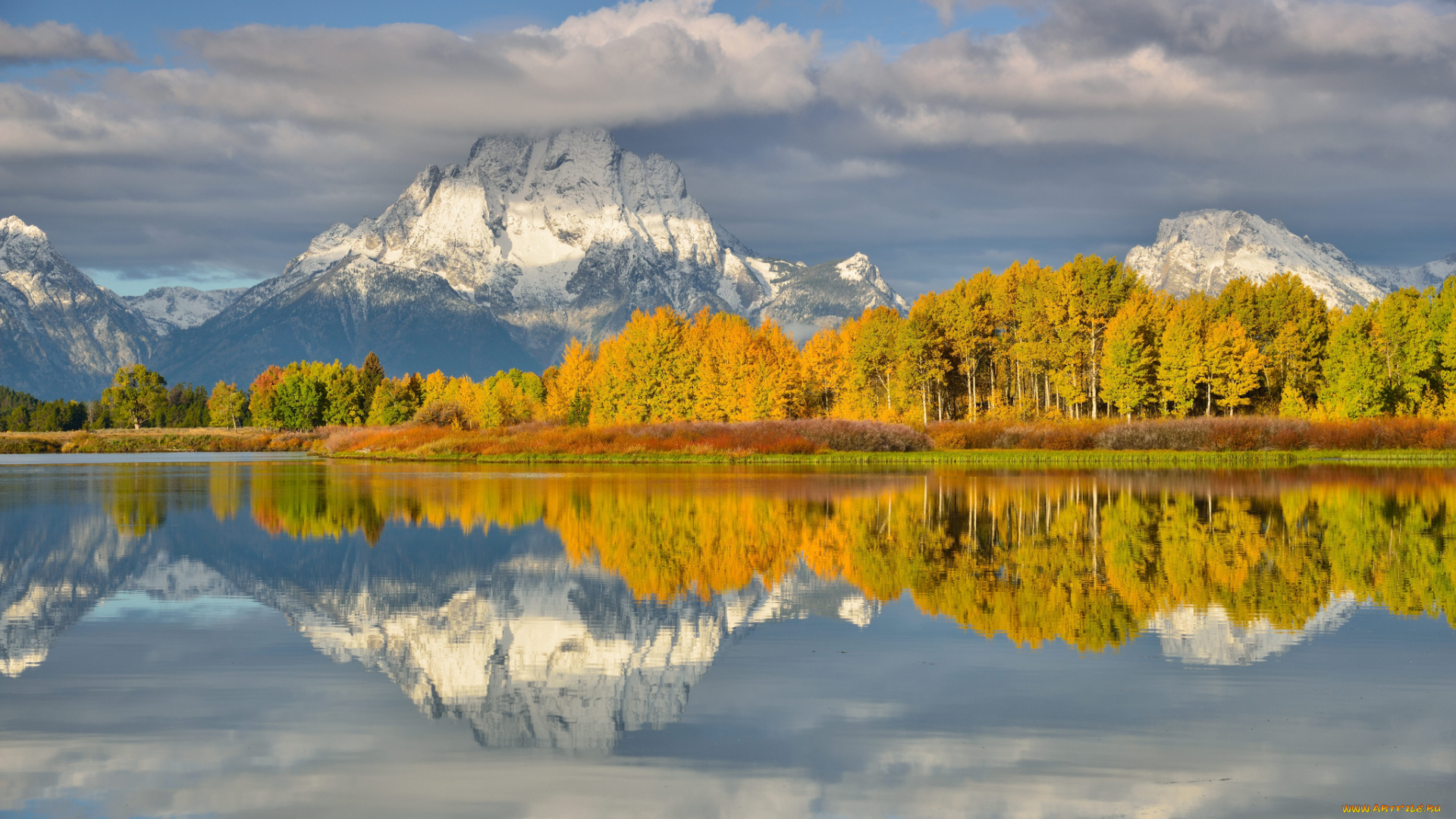 природа, реки, озера, горы, деревья, осень, время, года, река, поток