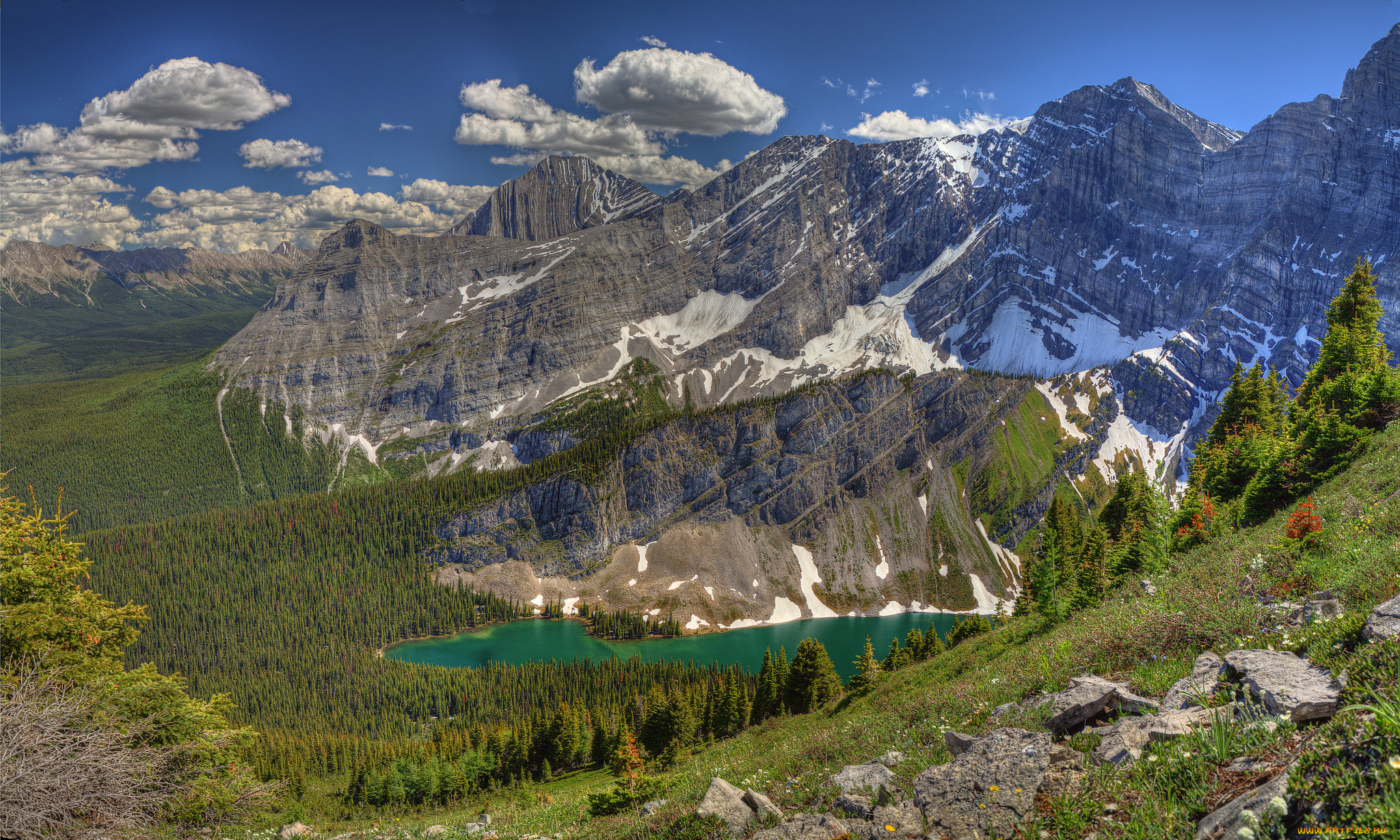 природа, реки, озера, облака, озеро, лес, горы