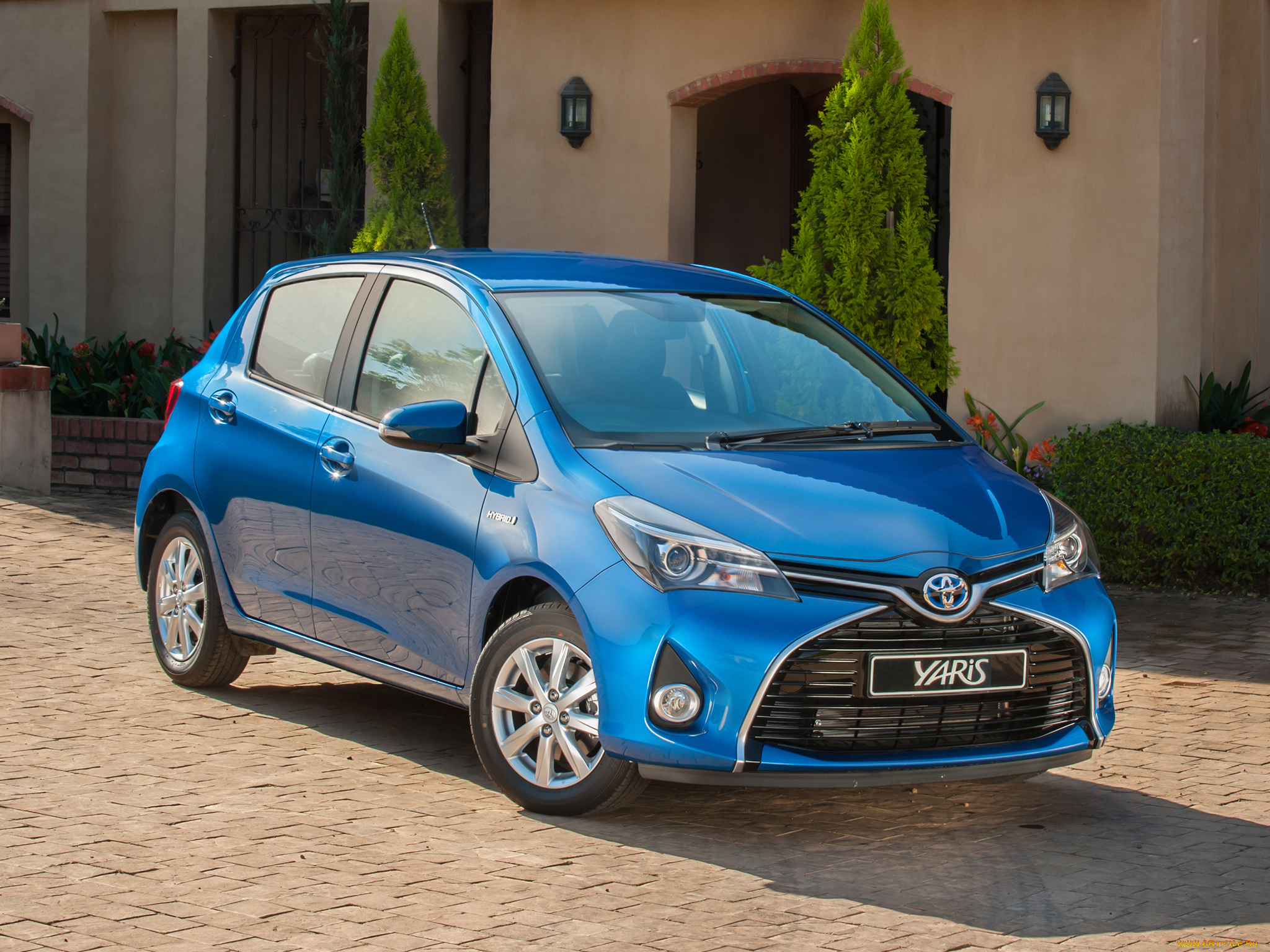 автомобили, toyota, синий, 2014г, za-spec, hybrid, yaris