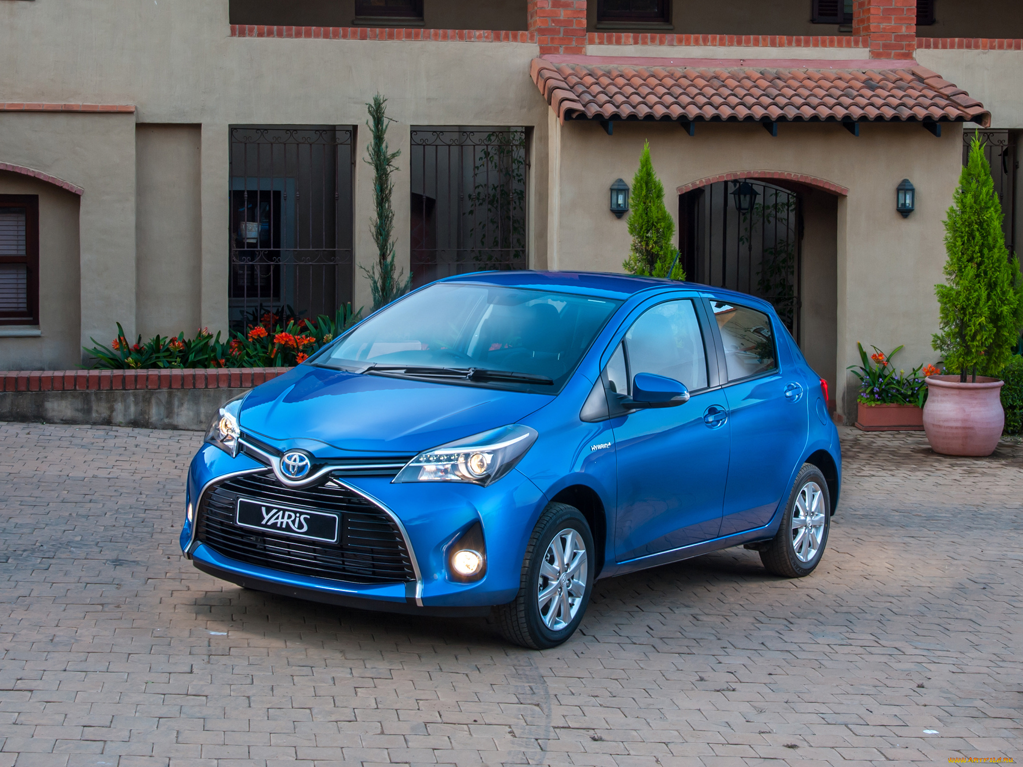 автомобили, toyota, yaris, синий, 2014г, za-spec, hybrid