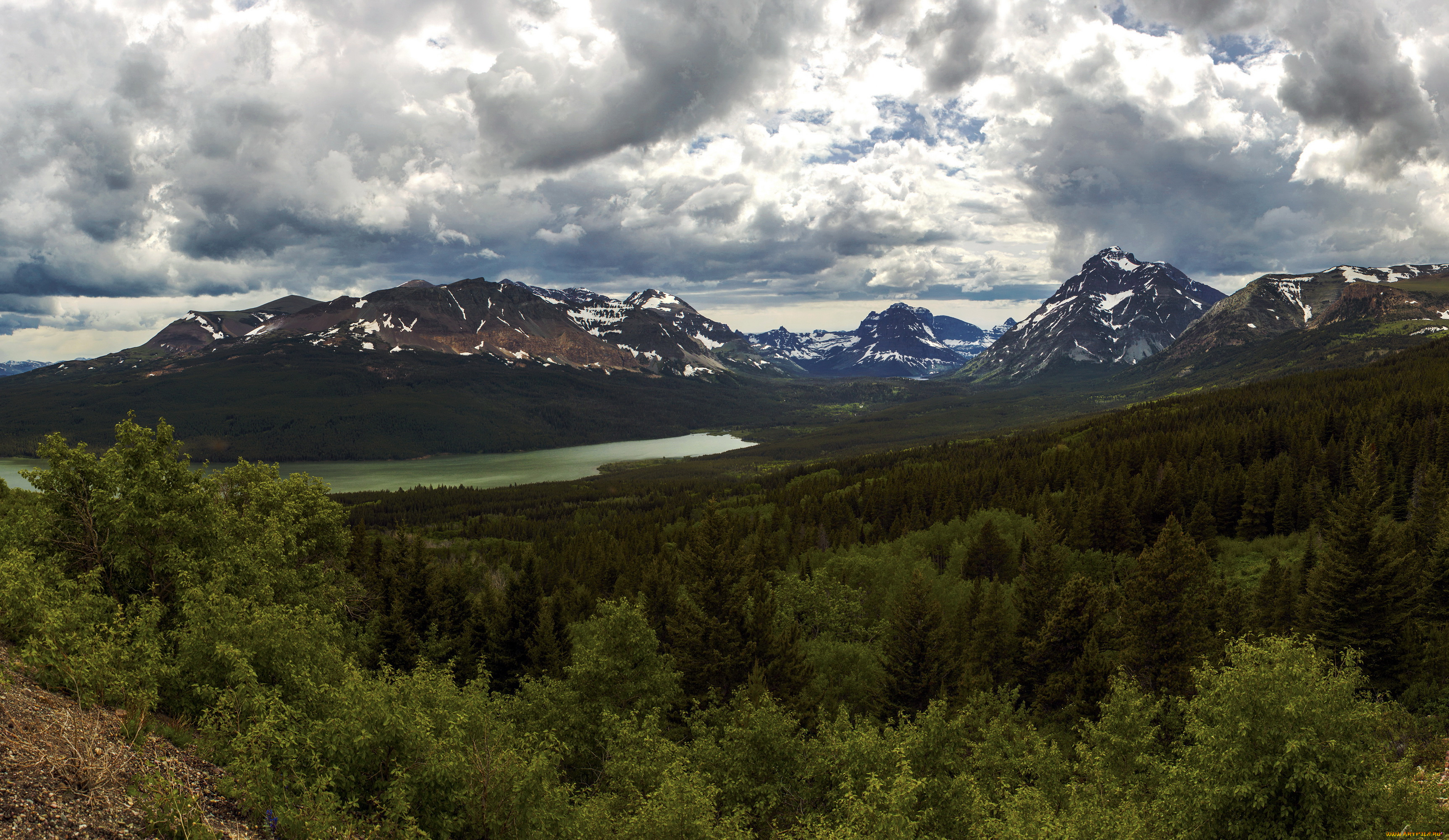 glacier, national, park, , сша, природа, пейзажи, glacier, park, montana, сша, озеро, горы, деревья, небо, пейзаж