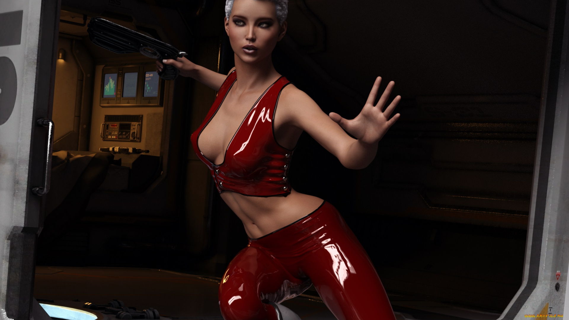 3д, графика, люди, , people, оружие, фон, взгляд, девушка