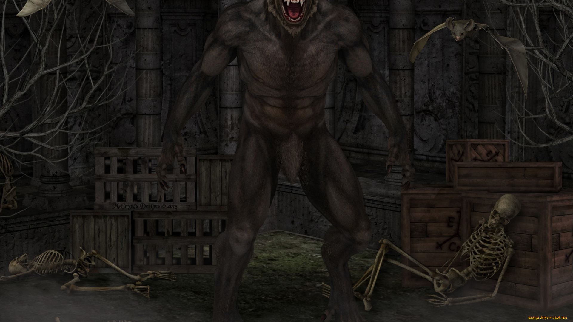 3д, графика, существа, , creatures, существо, скелеты