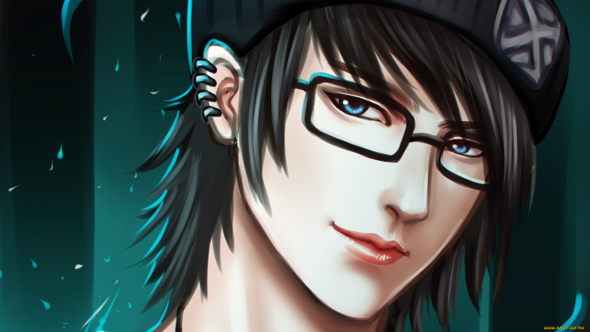 рисованное, люди, парень, очки