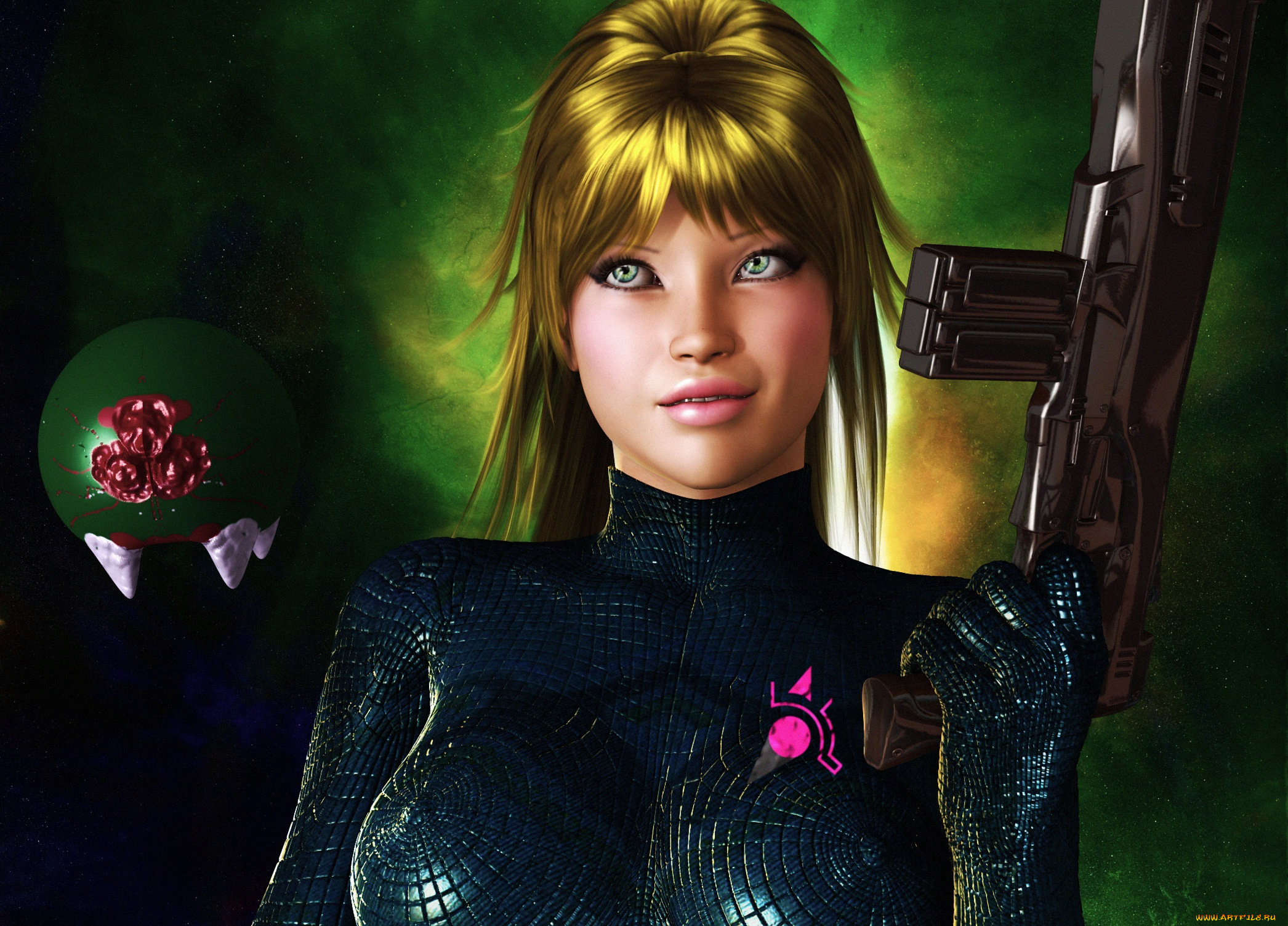 3д, графика, фантазия, , fantasy, оружие, фон, взгляд, девушка