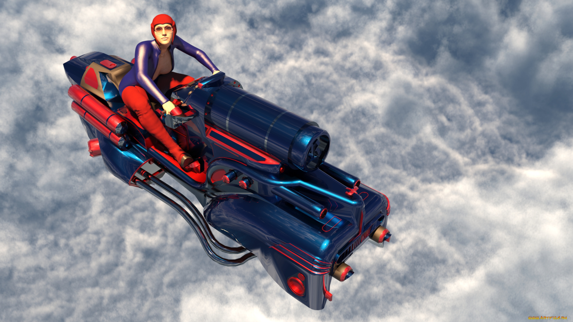 3д, графика, фантазия, , fantasy, девушка, полет, фон, взгляд