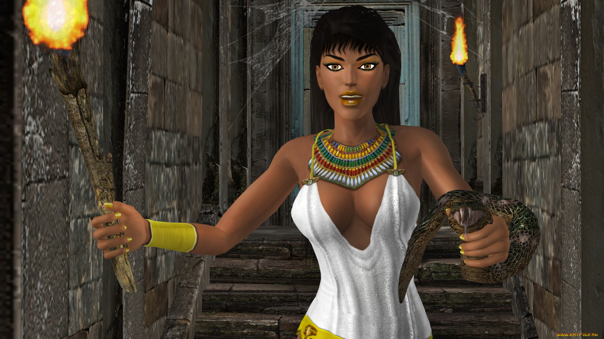 3д, графика, история, , history, девушка, взгляд, фон, змея