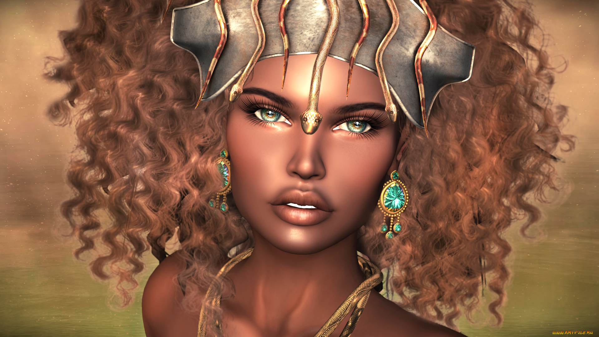 3д, графика, портрет, , portraits, лицо, девушка, фон, взгляд, украшение