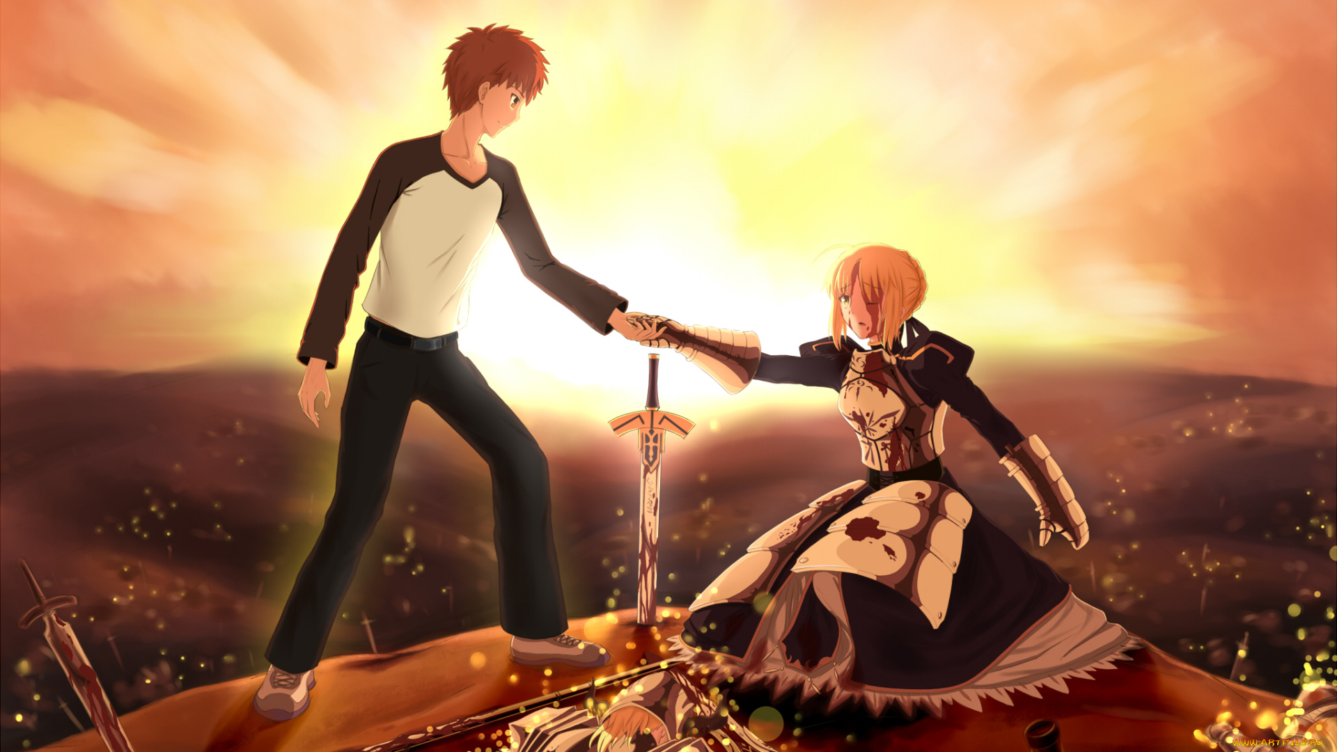 аниме, fate, stay, night, артурия, широ, сейбер