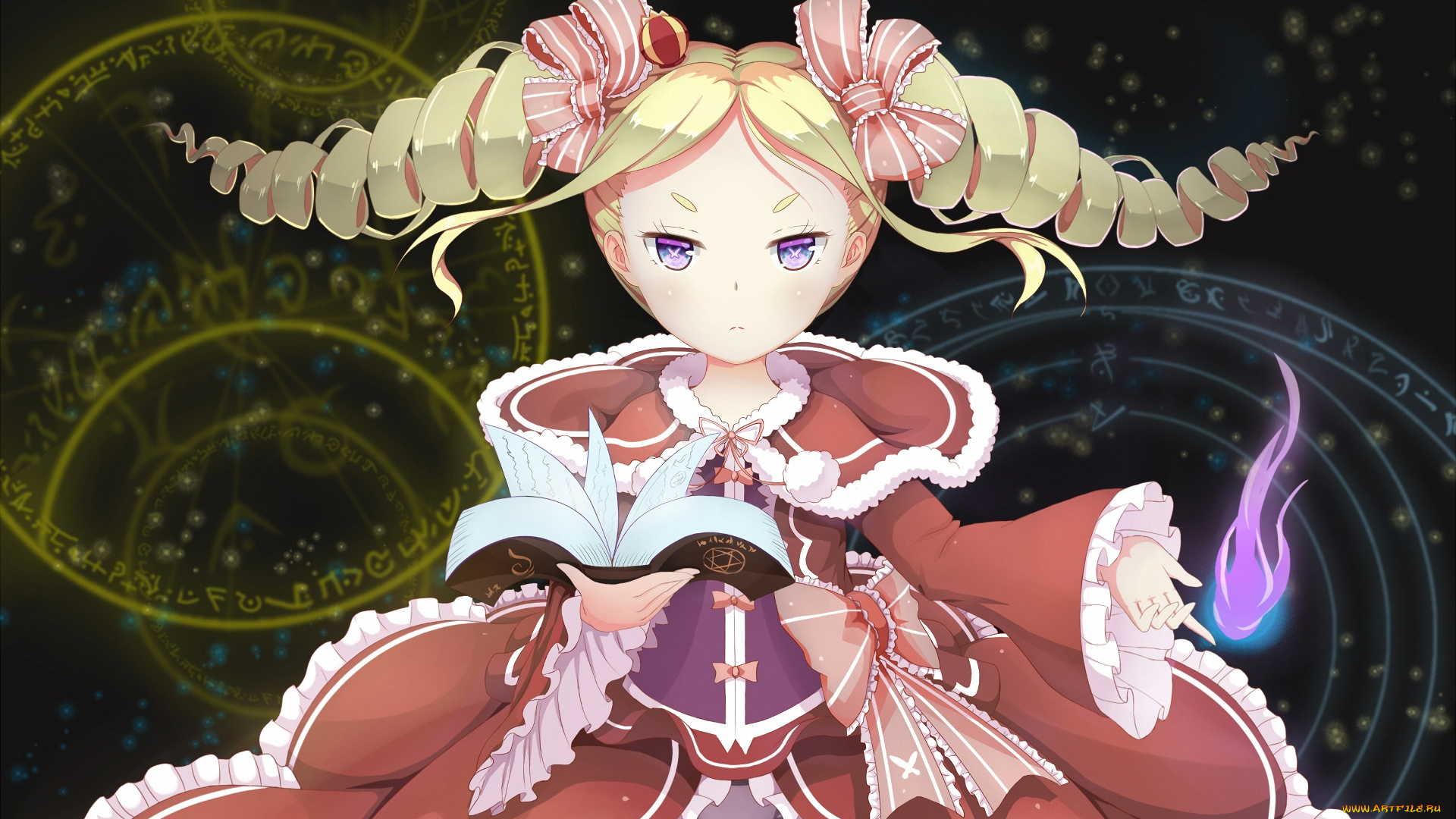 аниме, re, , zero, kara, hajimeru, isekai, seikatsu, фон, девушка, взгляд