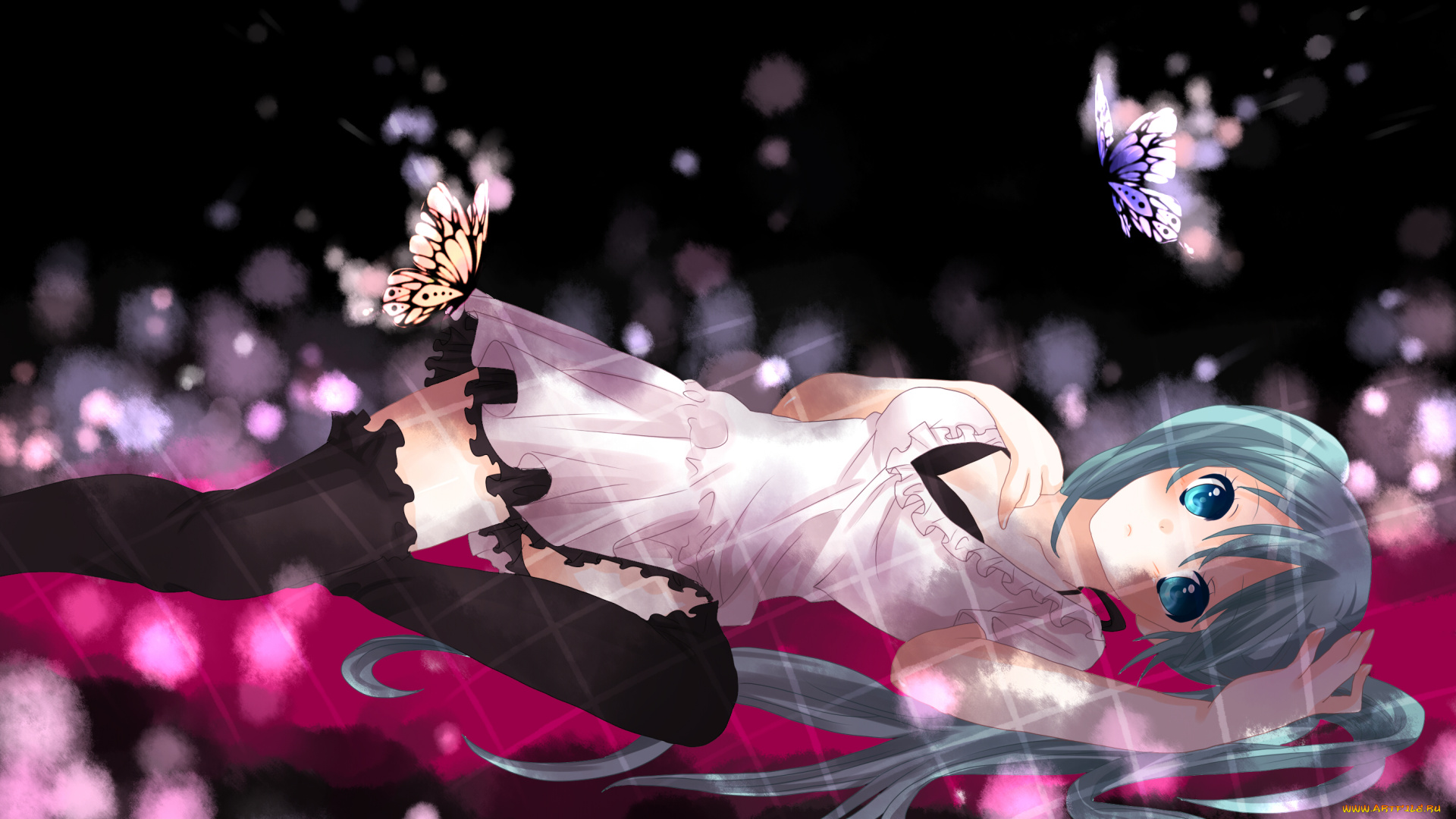 аниме, vocaloid, девушка, фон, взгляд