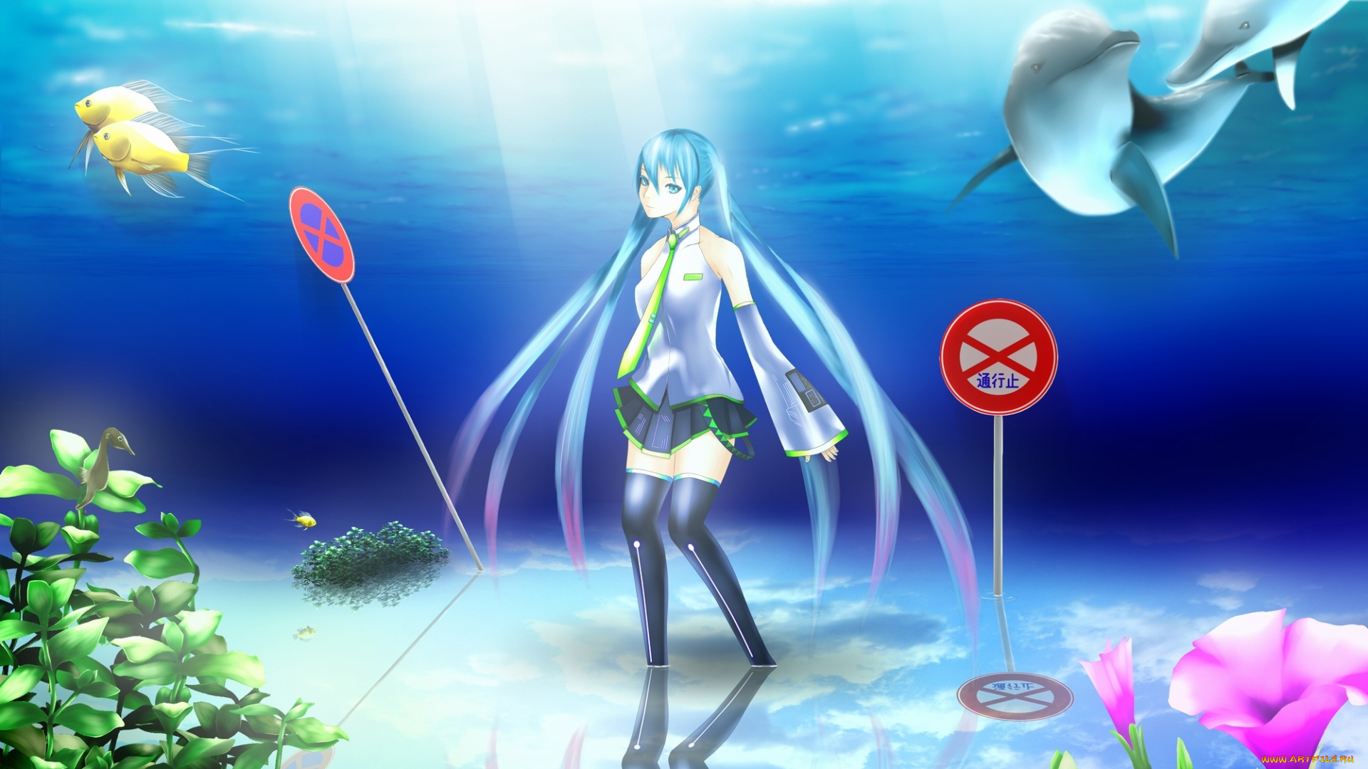 аниме, vocaloid, девушка, фон, взгляд