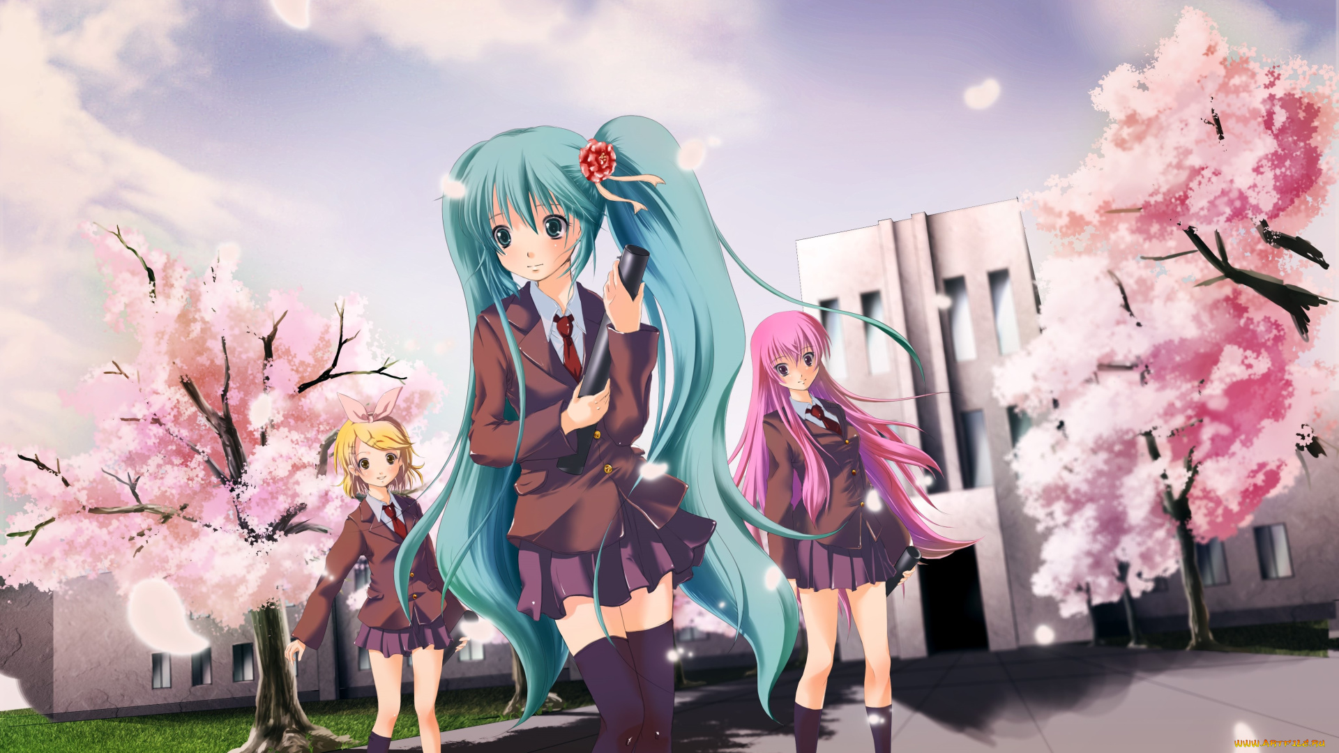 аниме, vocaloid, девушка, фон, взгляд