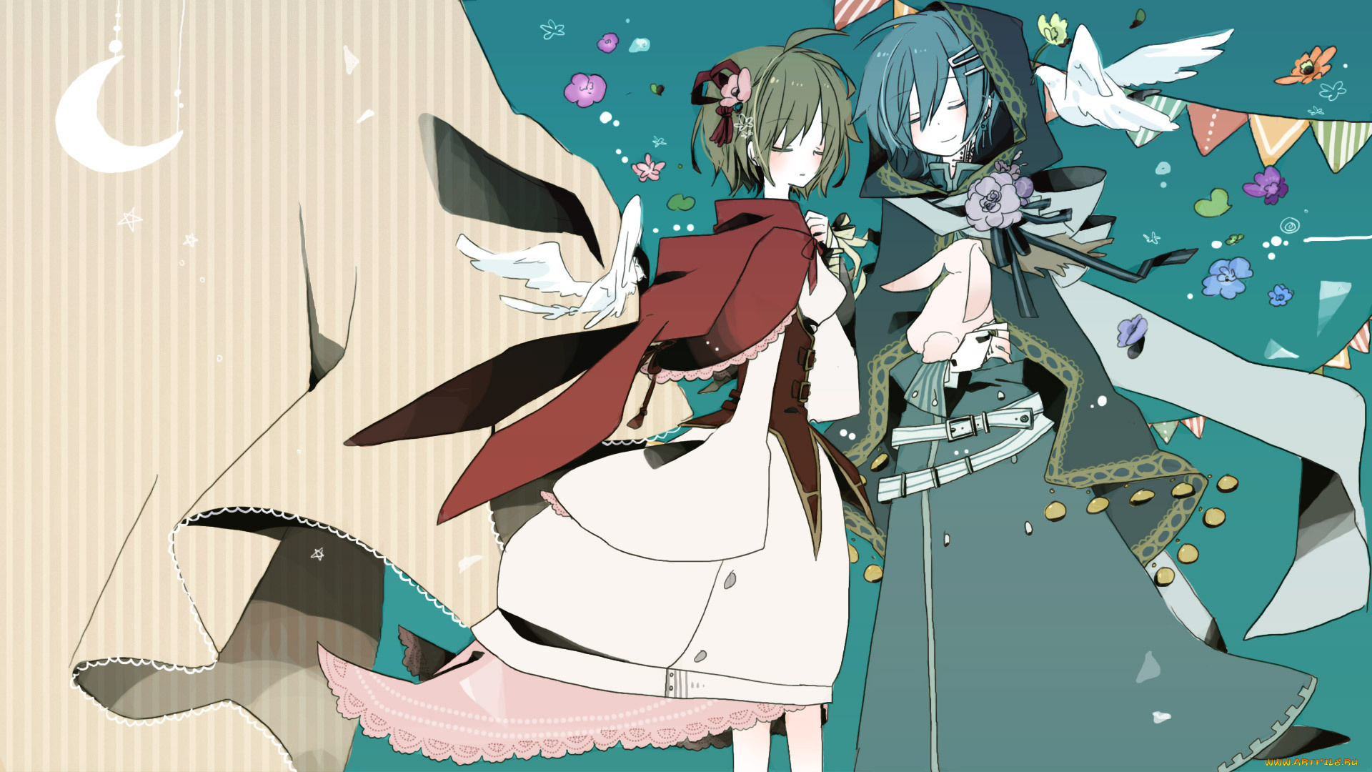 аниме, vocaloid, фон, девушки, взгляд