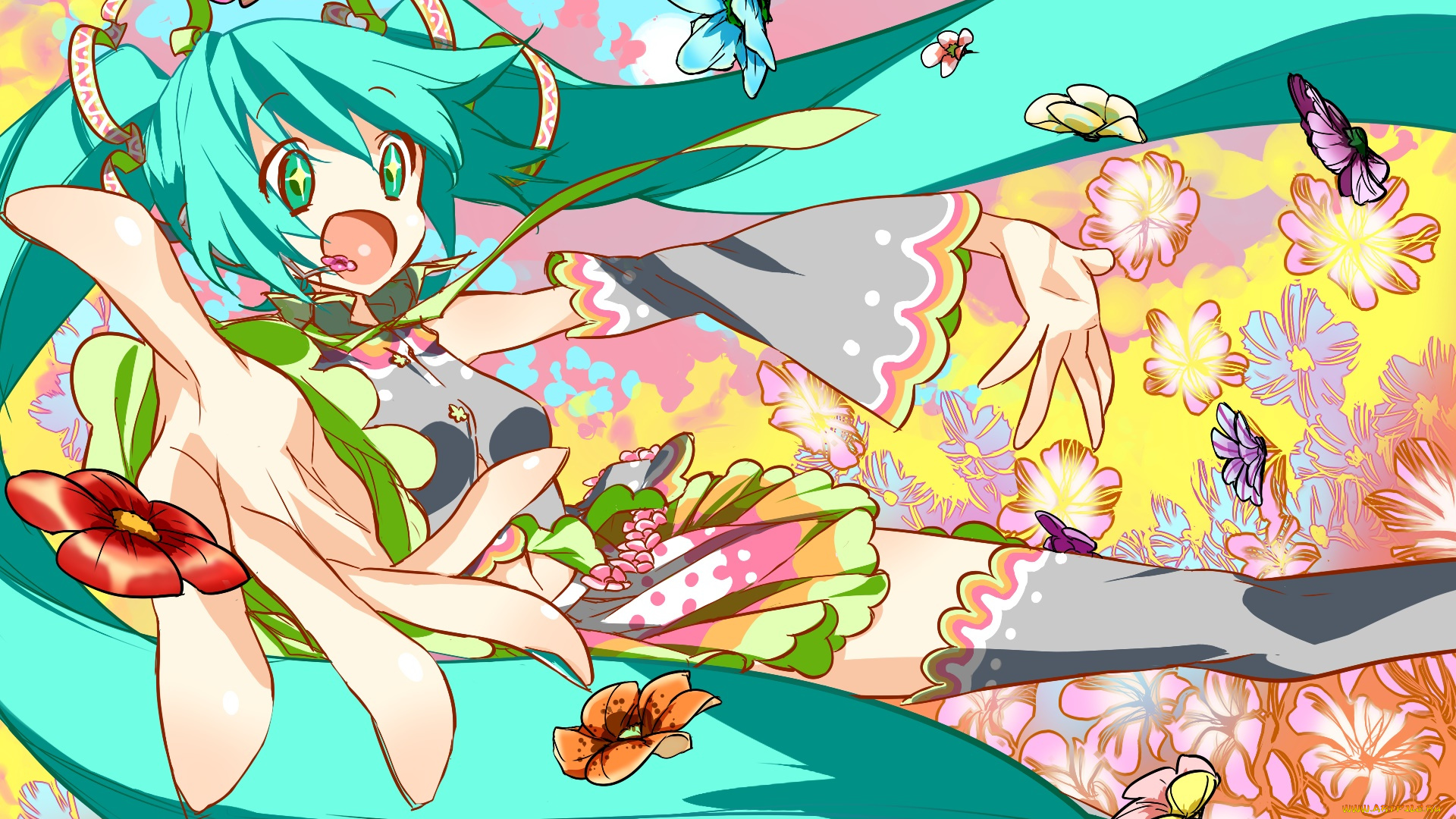 аниме, vocaloid, фон, взгляд, девушка