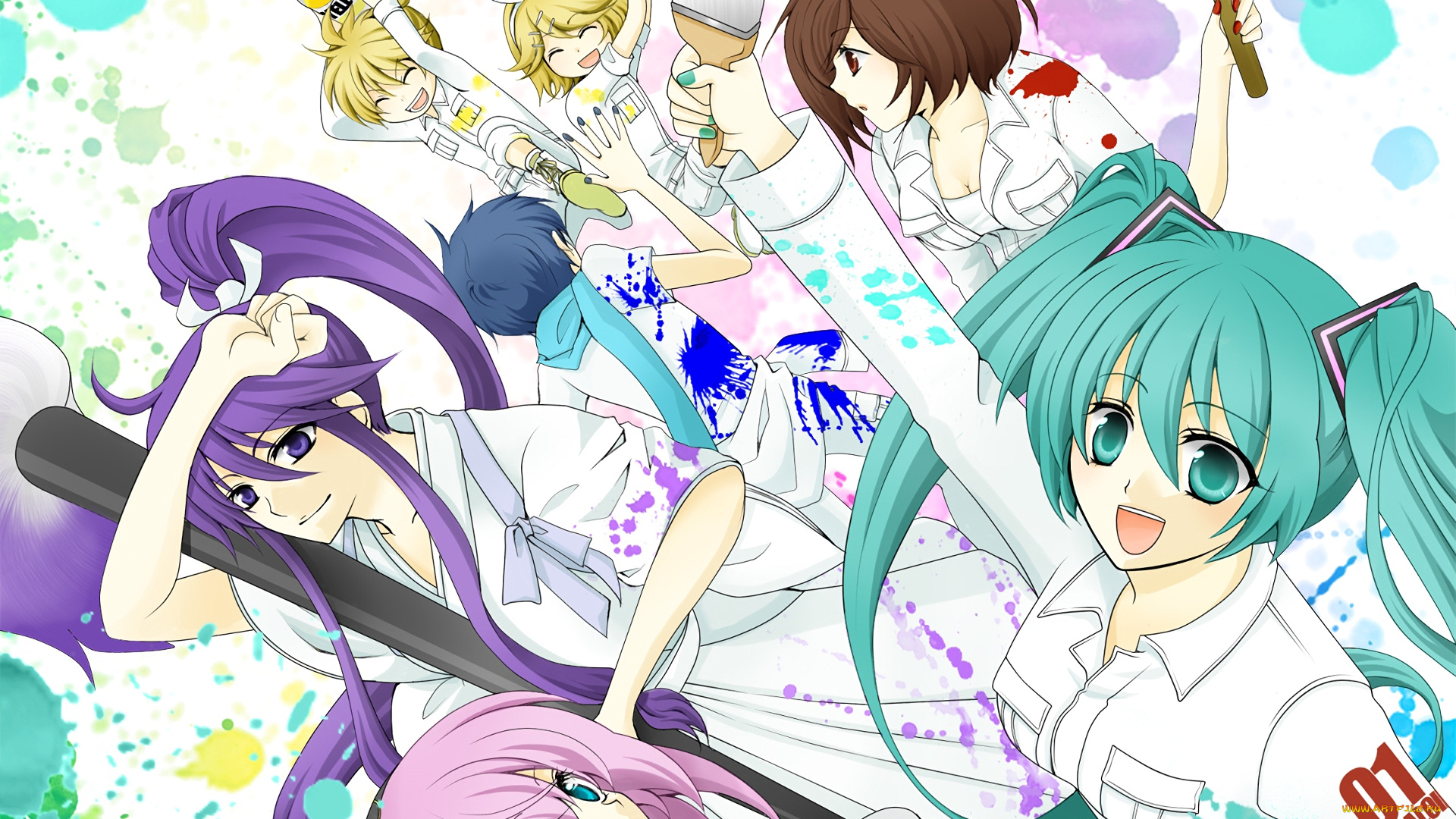 аниме, vocaloid, фон, взгляд, девушки