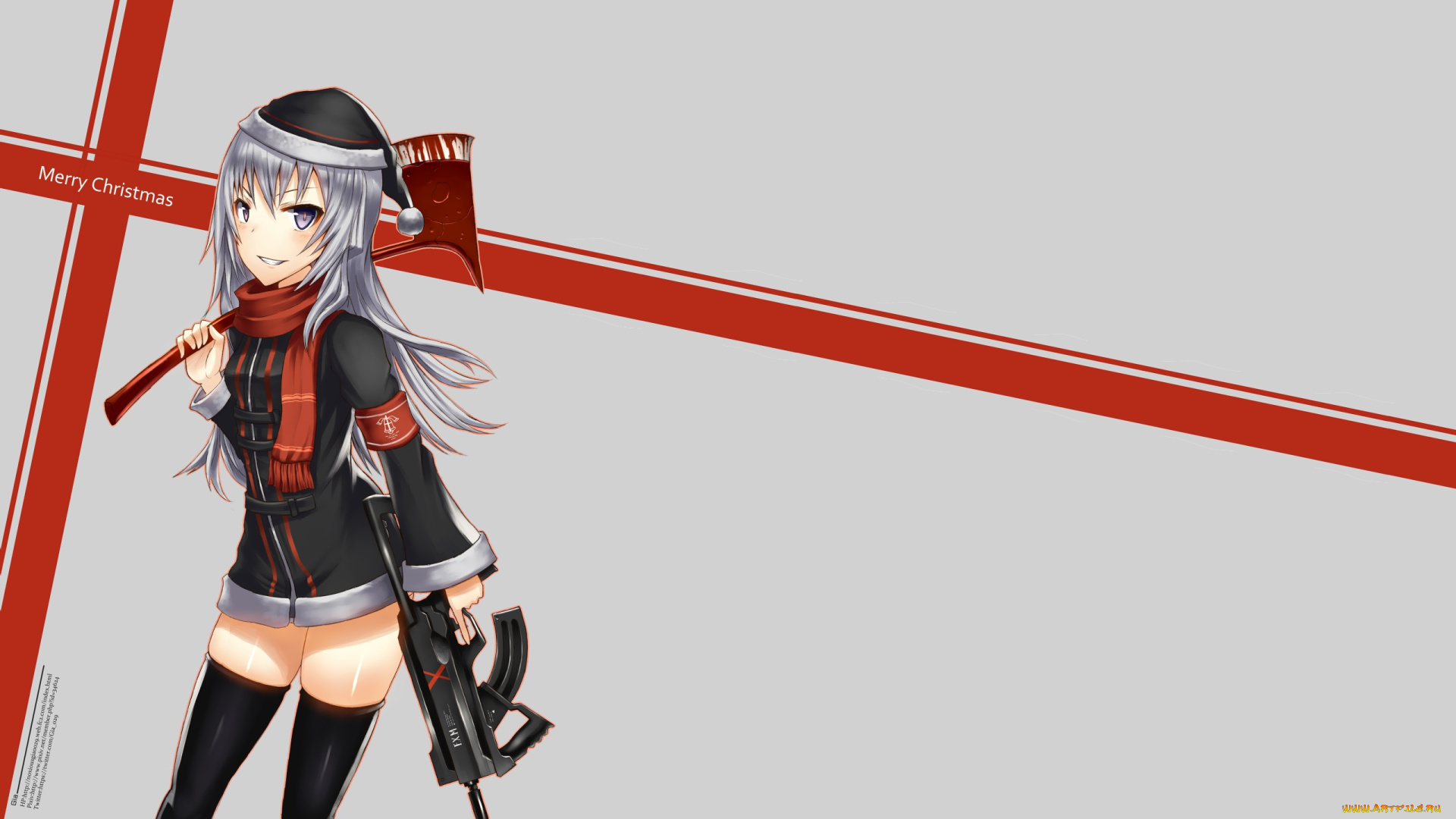 аниме, зима, , новый, год, , рождество, фон, взгляд, девушка