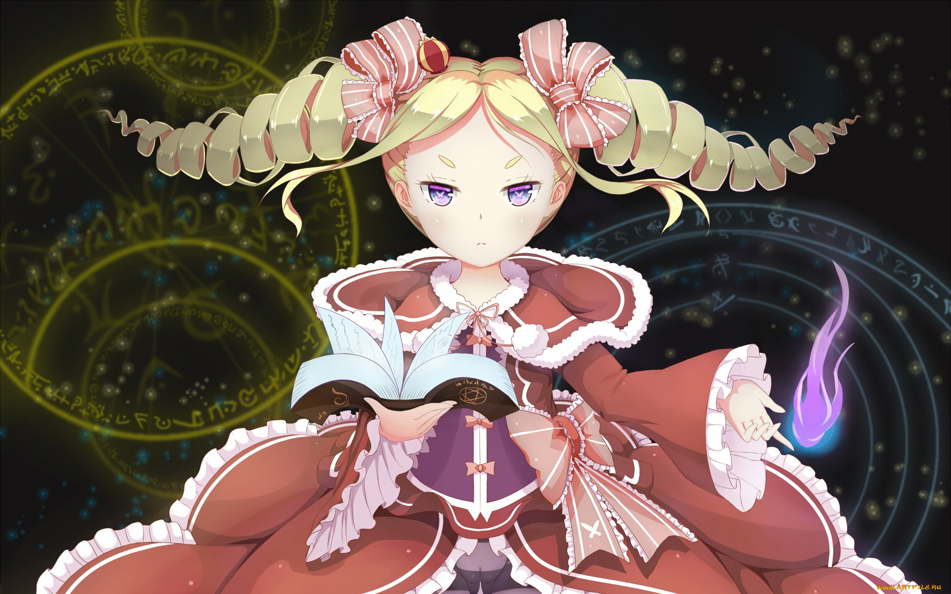 аниме, re, , zero, kara, hajimeru, isekai, seikatsu, фон, девушка, взгляд