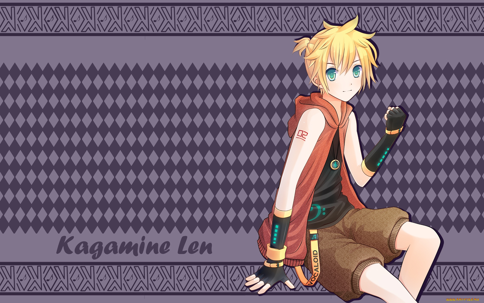 аниме, vocaloid, девушка, взгляд, фон